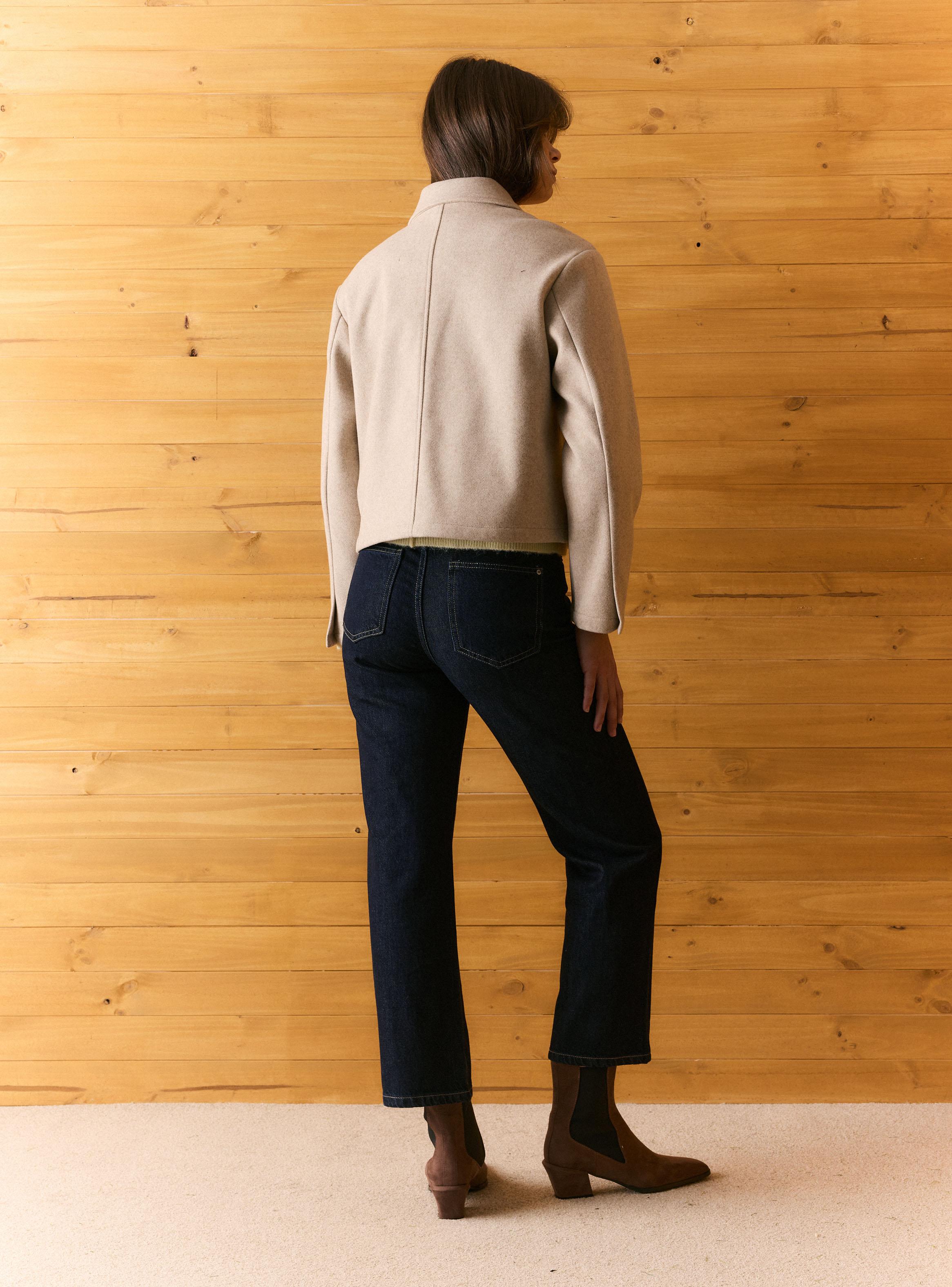 Abrigo de Paño con Cuello Solapa y Bolsillos-5