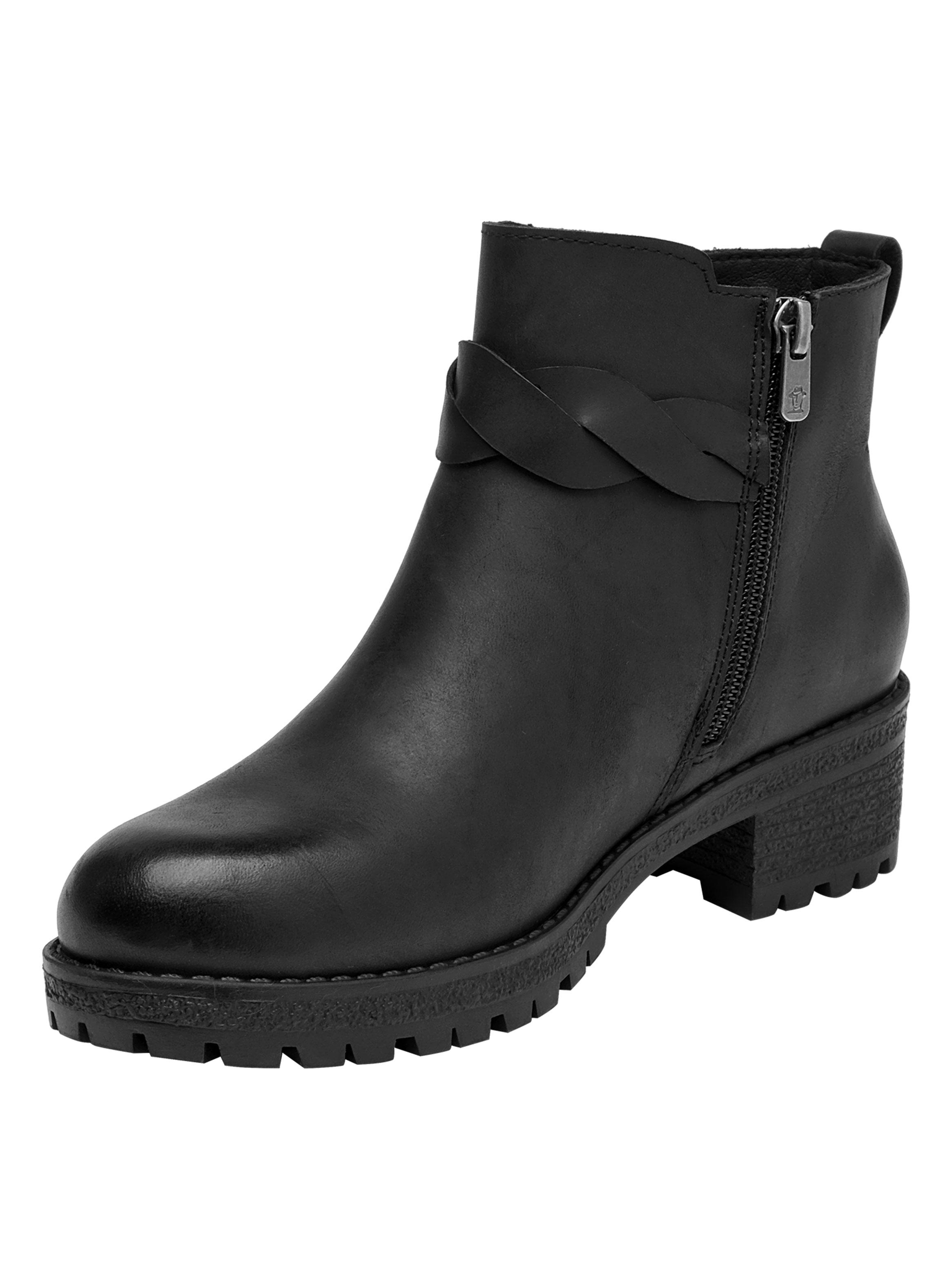 Botín Lazo Trenzado con Taco Cuadrado Cuero Mujer-2