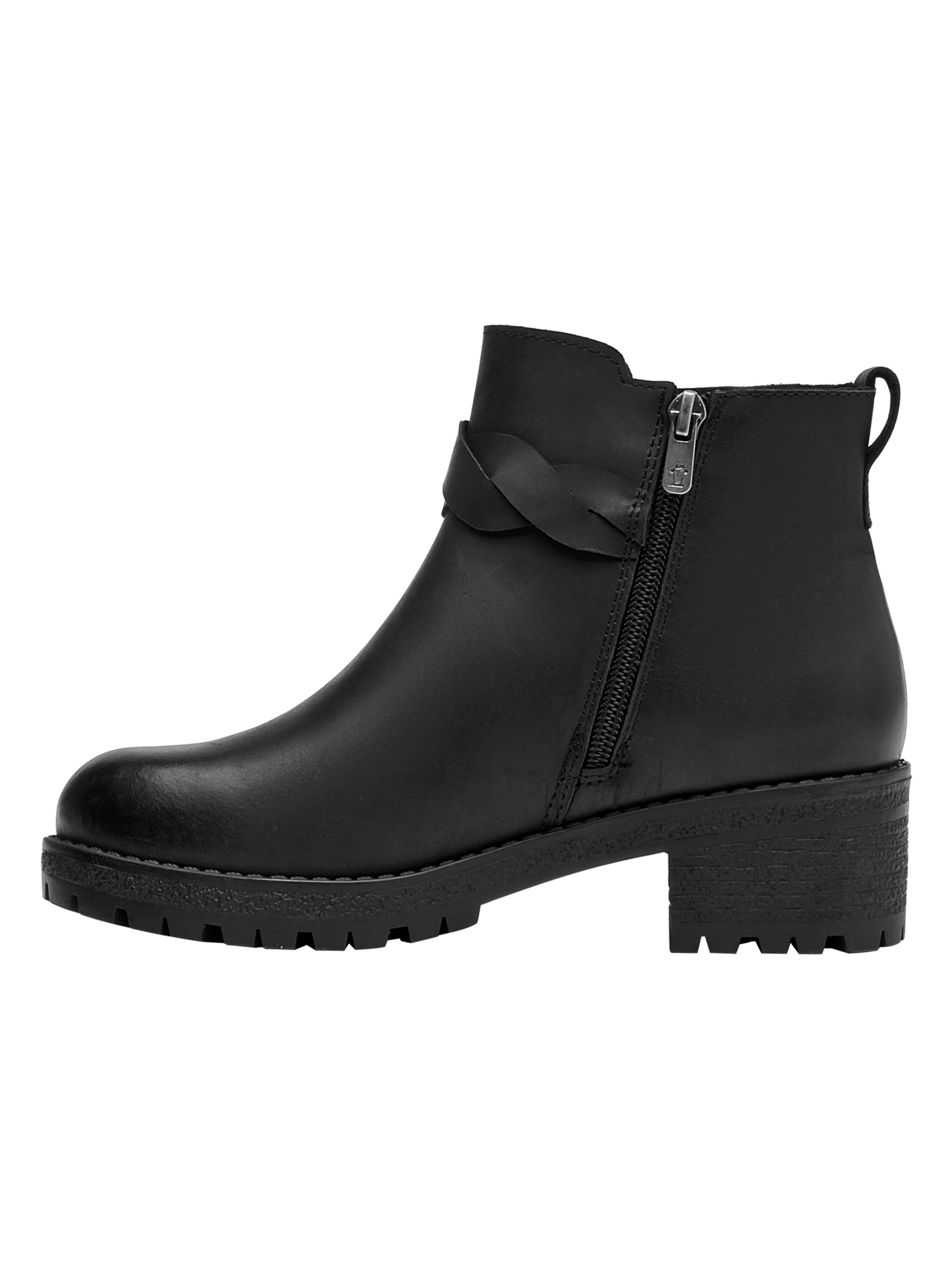 Botín Lazo Trenzado con Taco Cuadrado Cuero Mujer-3