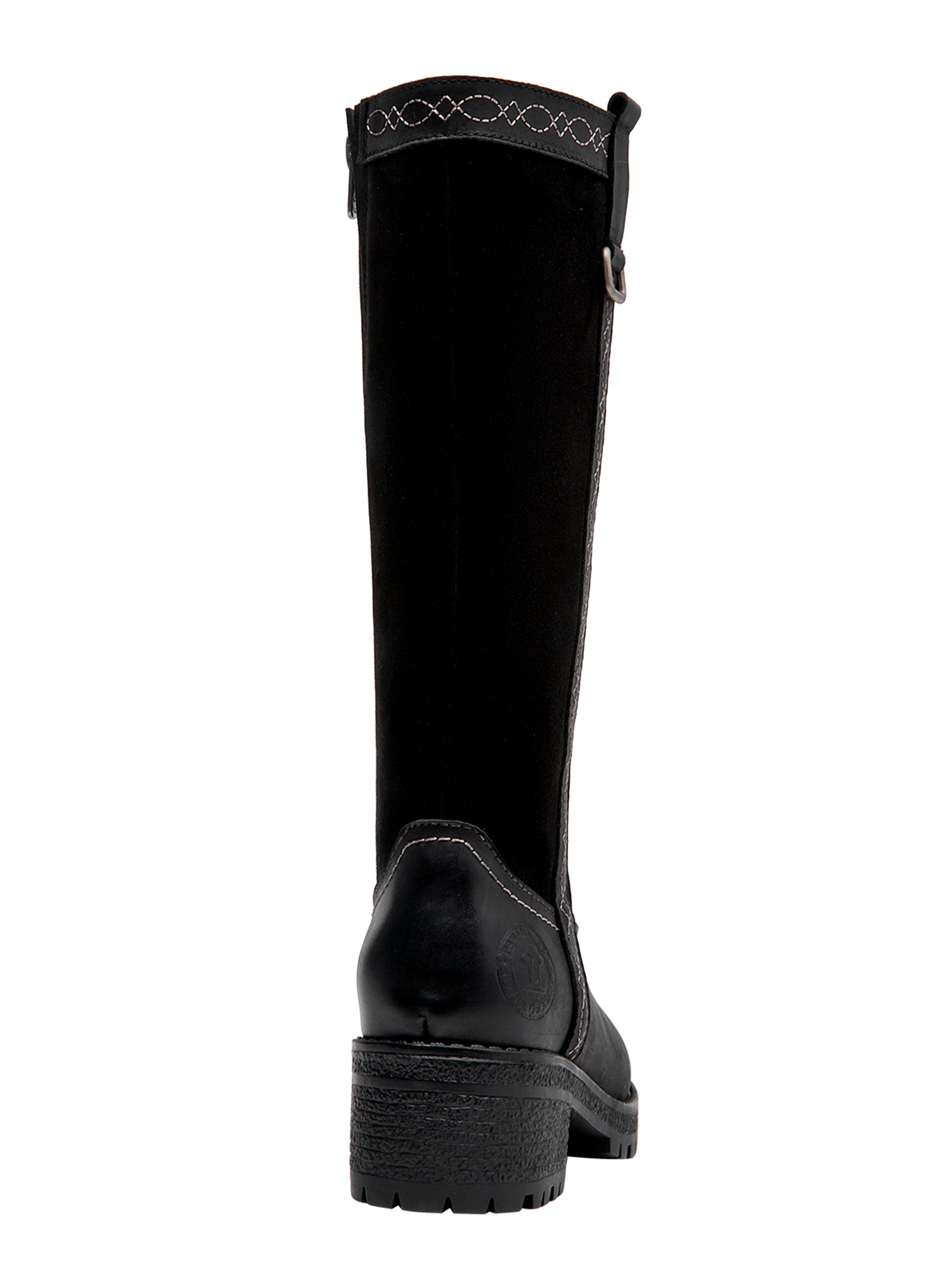 Bota Cuero Taco Cuadrado Larga Mujer-4