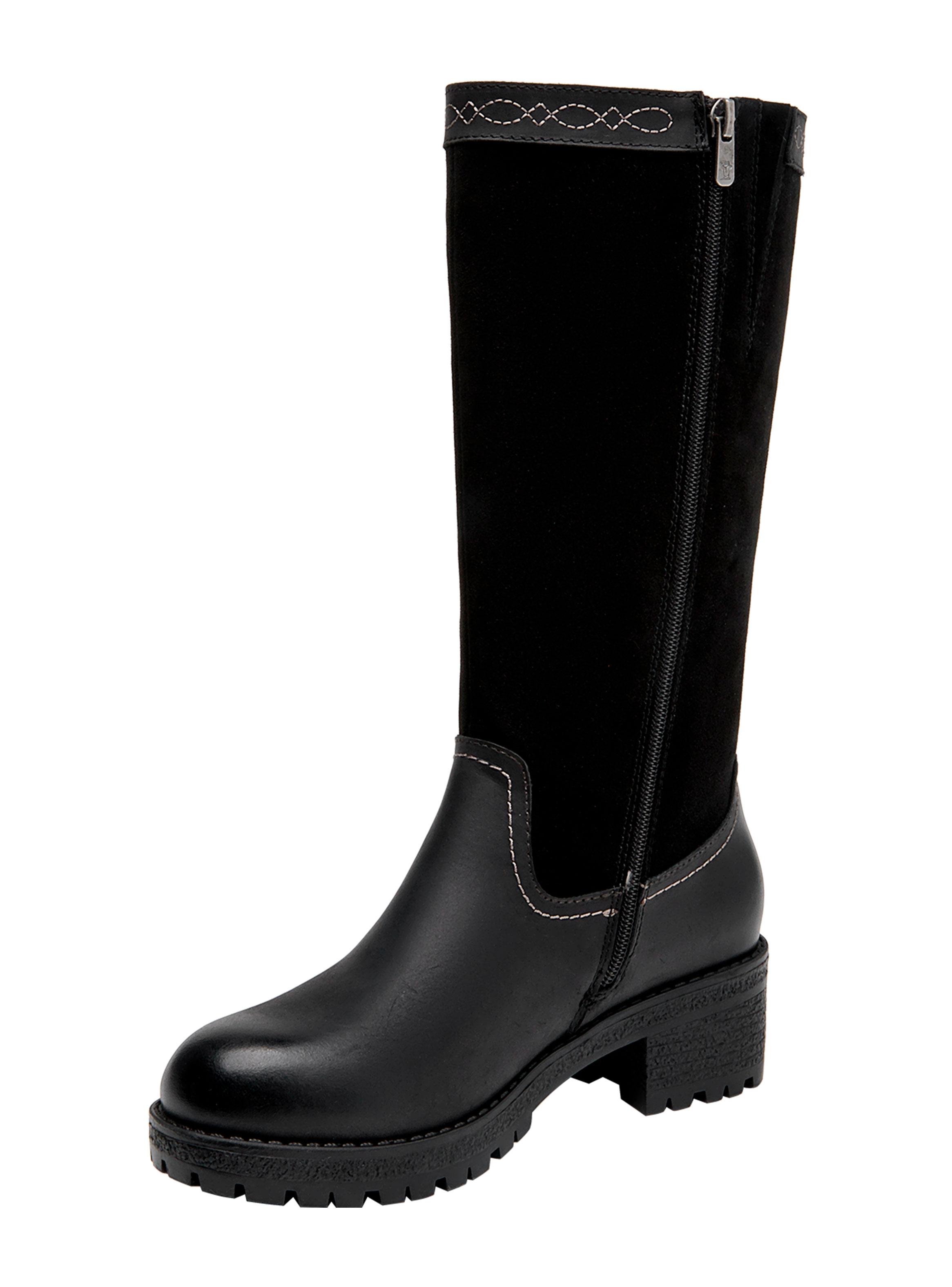 Bota Cuero Taco Cuadrado Larga Mujer-3