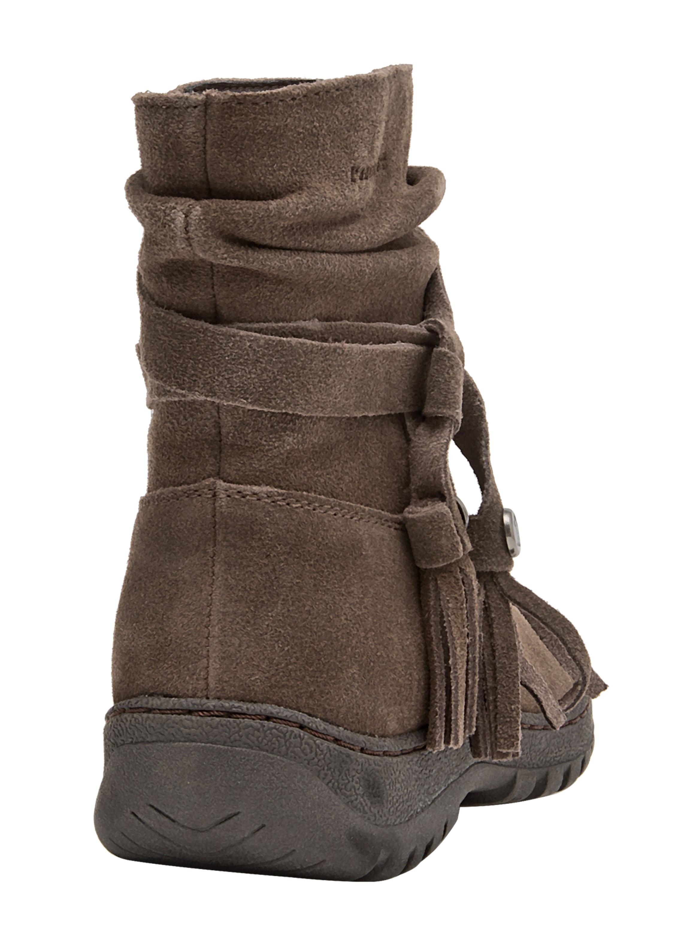 Botín Arrugado y Detalle Fleco  Cuero Mujer-4