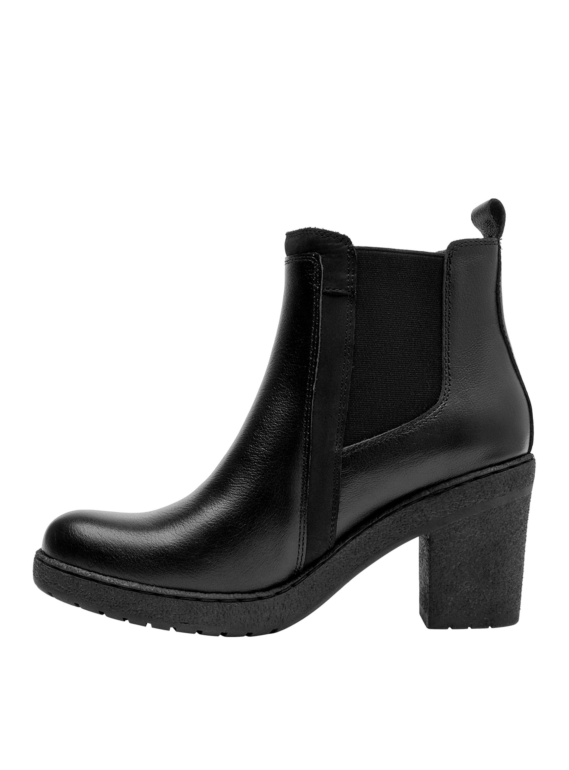 Botín Alto de Taco Cuadrado Cuero Mujer-2