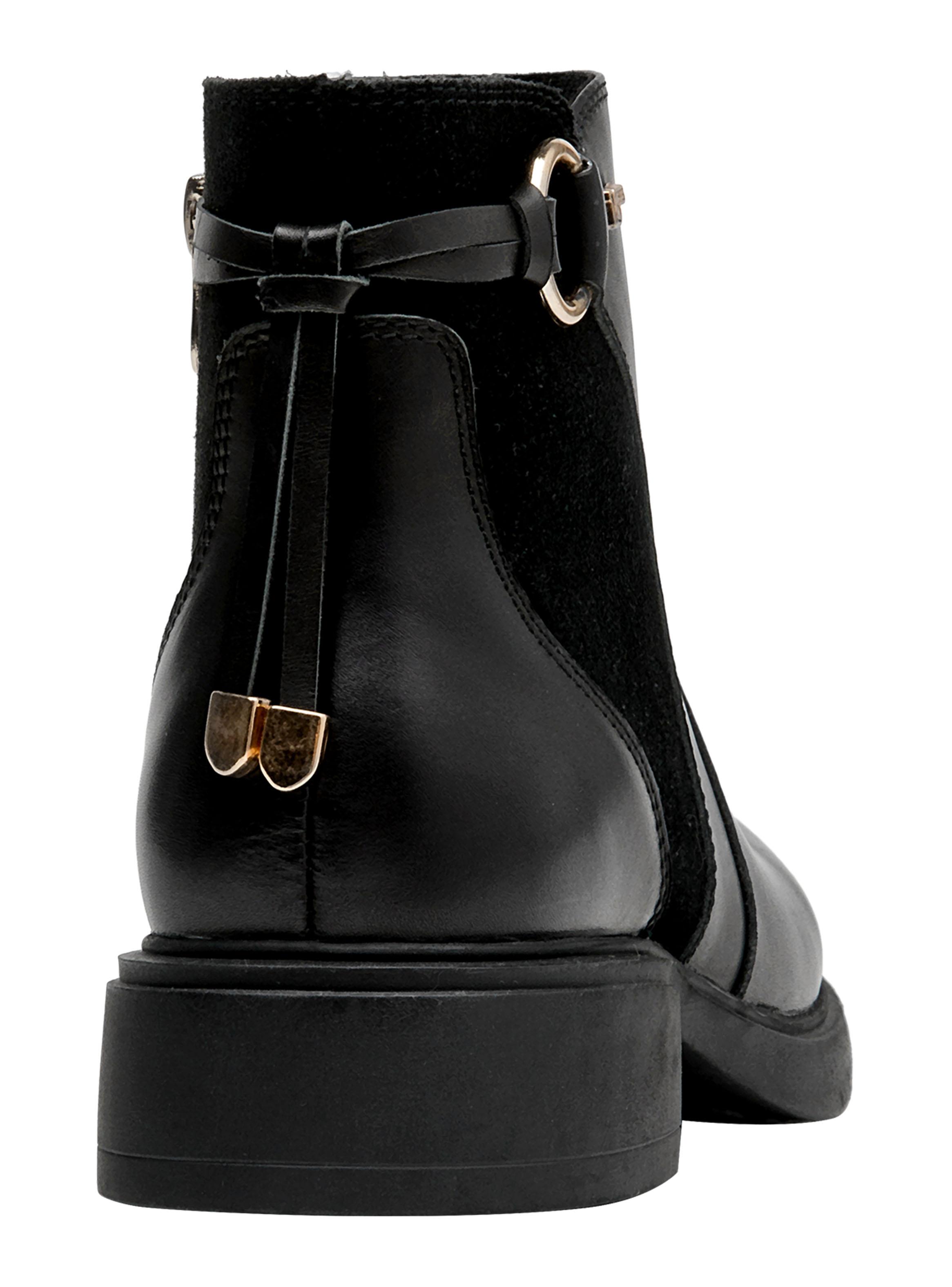 Botín con Hebilla y Taco Cuadrado Cuero Mujer-4