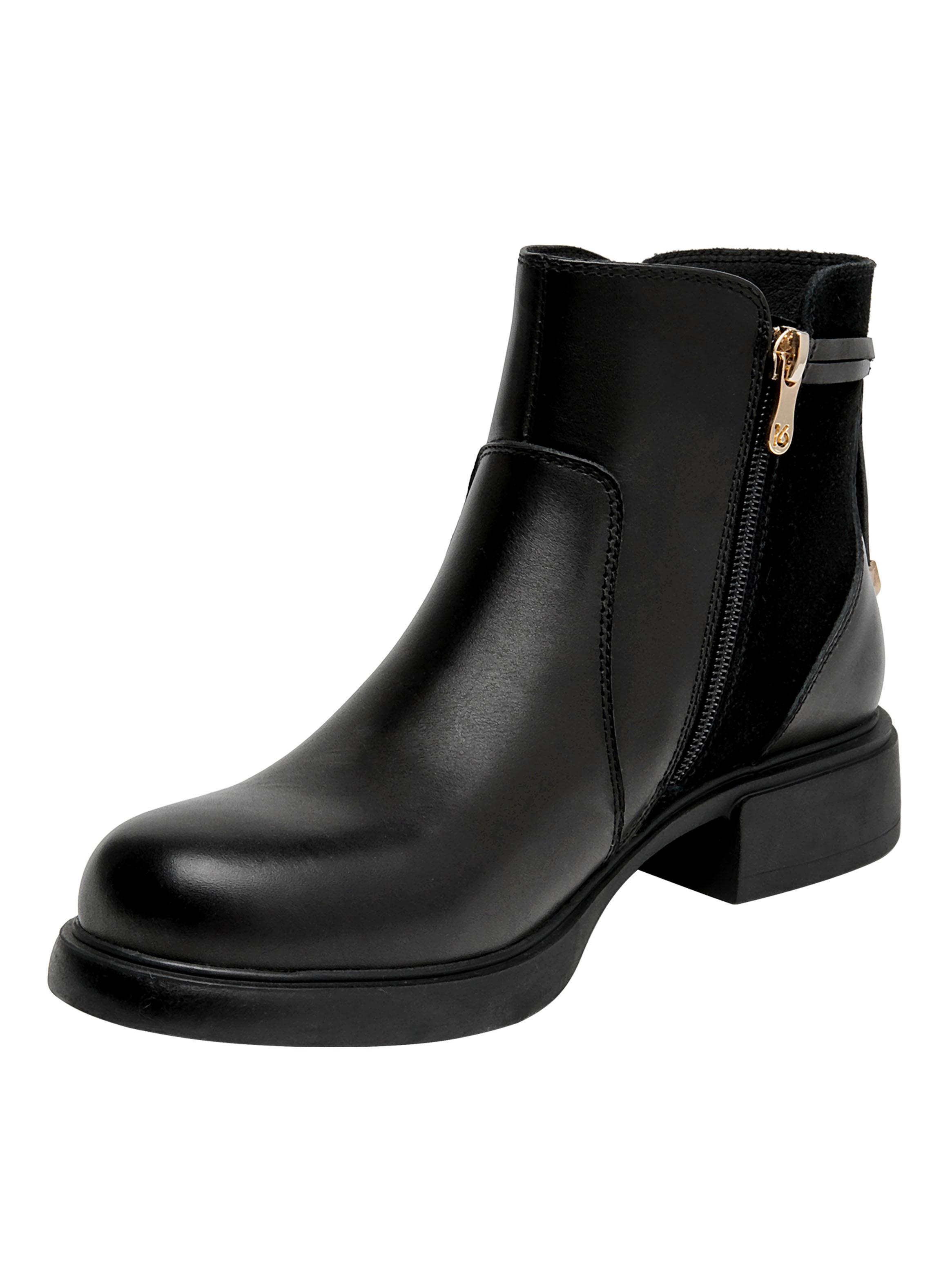 Botín con Hebilla y Taco Cuadrado Cuero Mujer-3