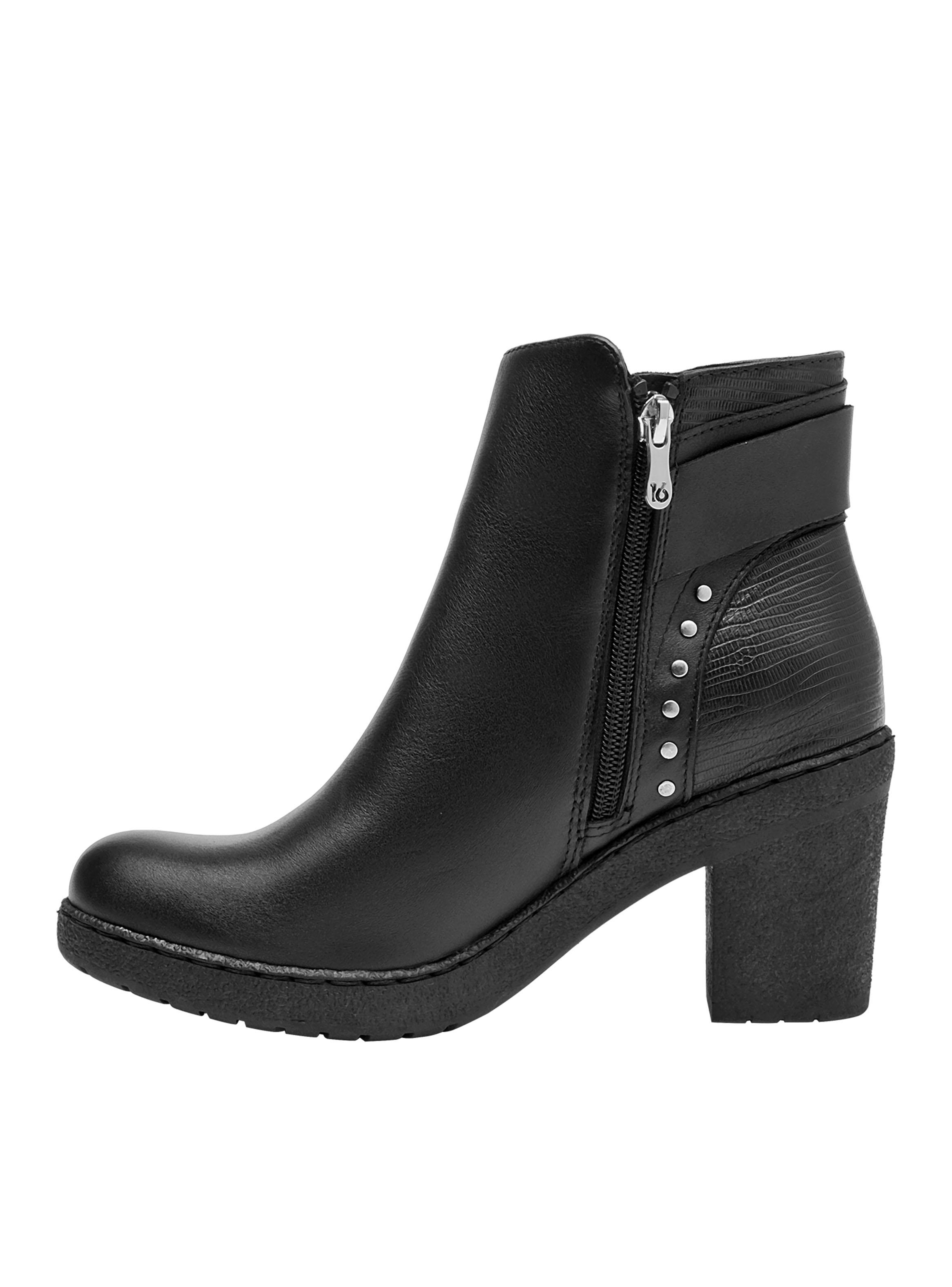 Botín Taco Alto Cuadrado con Tacha Cuero Mujer-2