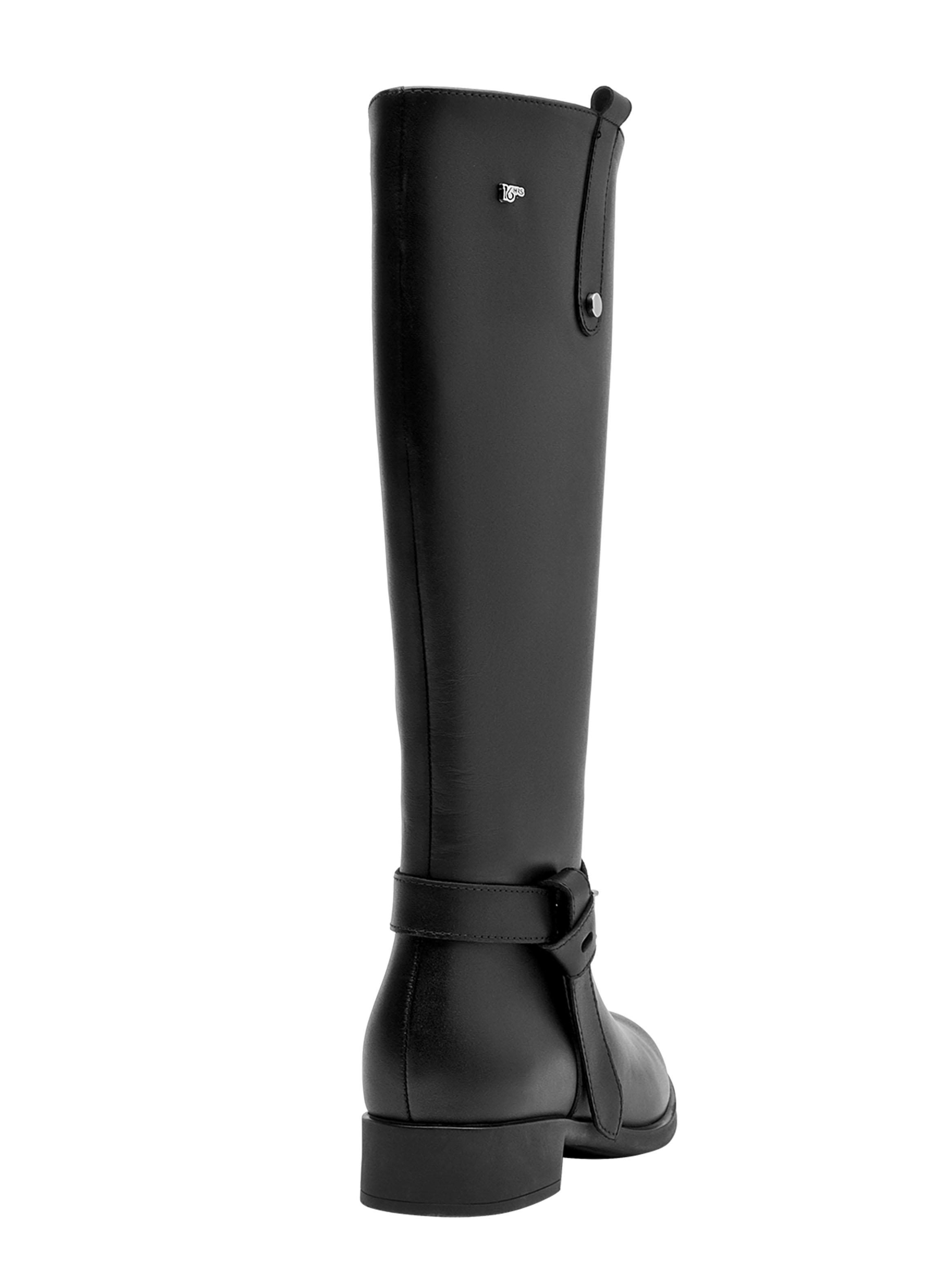 Bota Larga Correa Cruzada Cuero y Taco Bajo Mujer-4