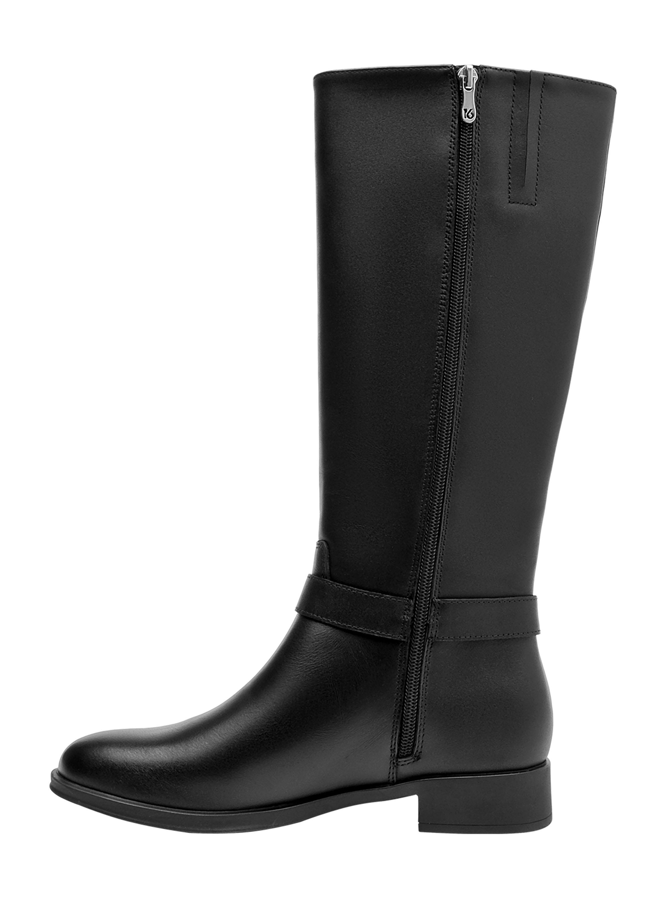 Bota Larga Correa Cruzada Cuero y Taco Bajo Mujer-2