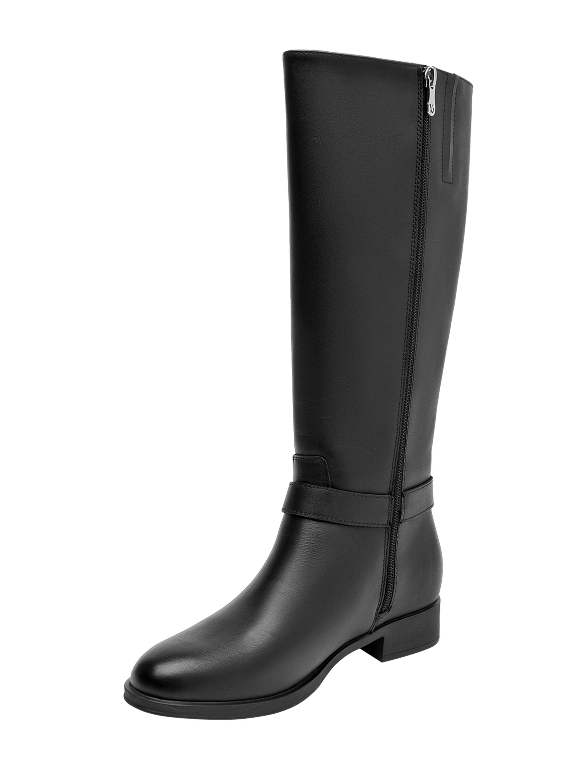 Bota Larga Correa Cruzada Cuero y Taco Bajo Mujer-3