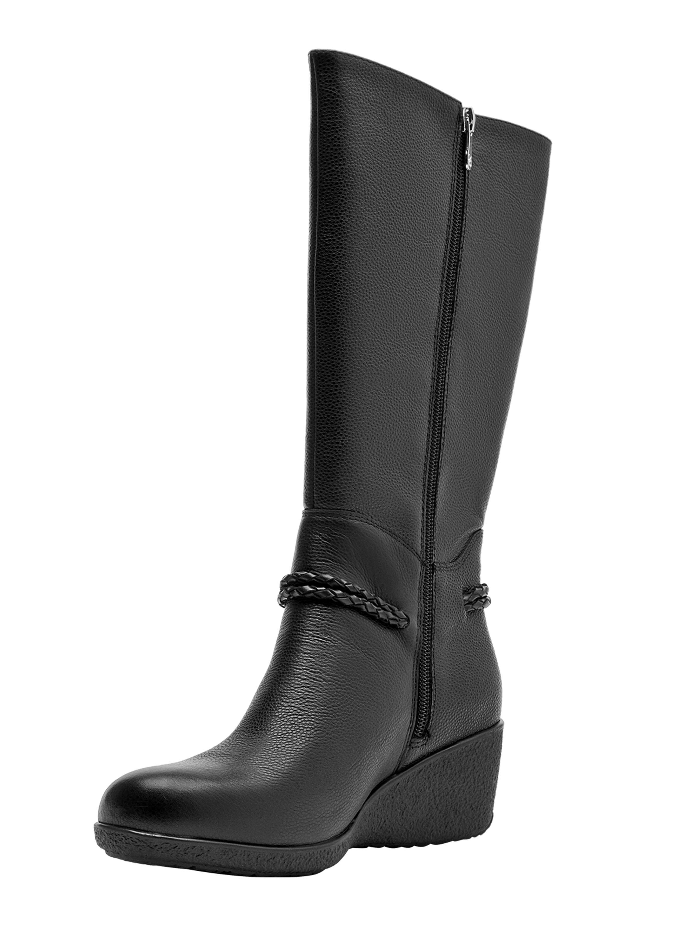 Bota Lazo Trenzado Cuero Taco Chino Mujer-3