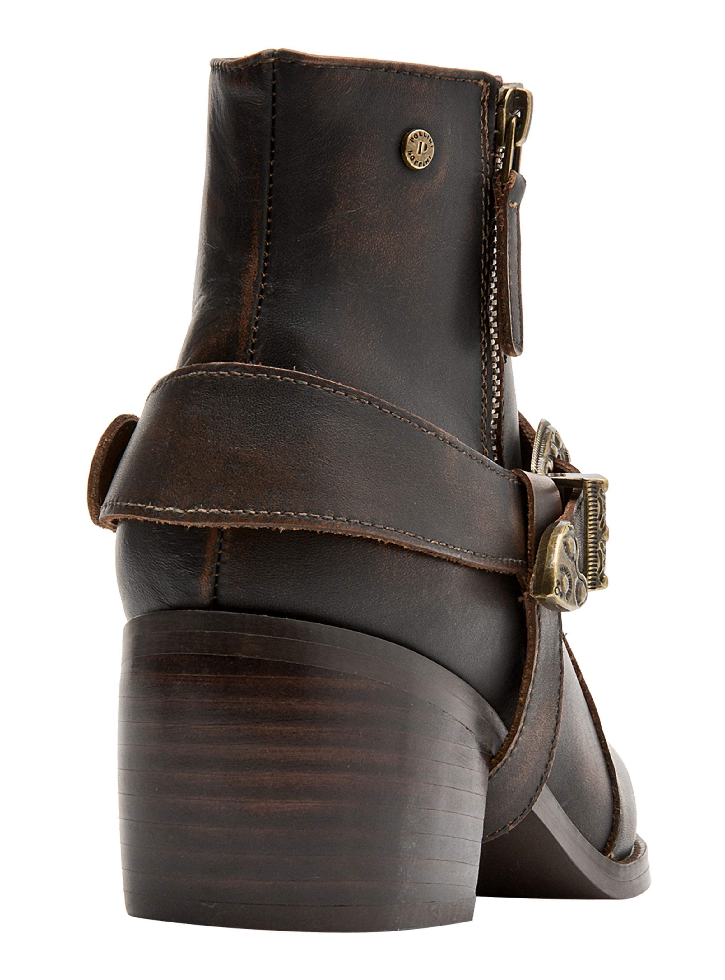 Botín Difuminado con Hebilla Cuero Taco Cuadrado Mujer-4