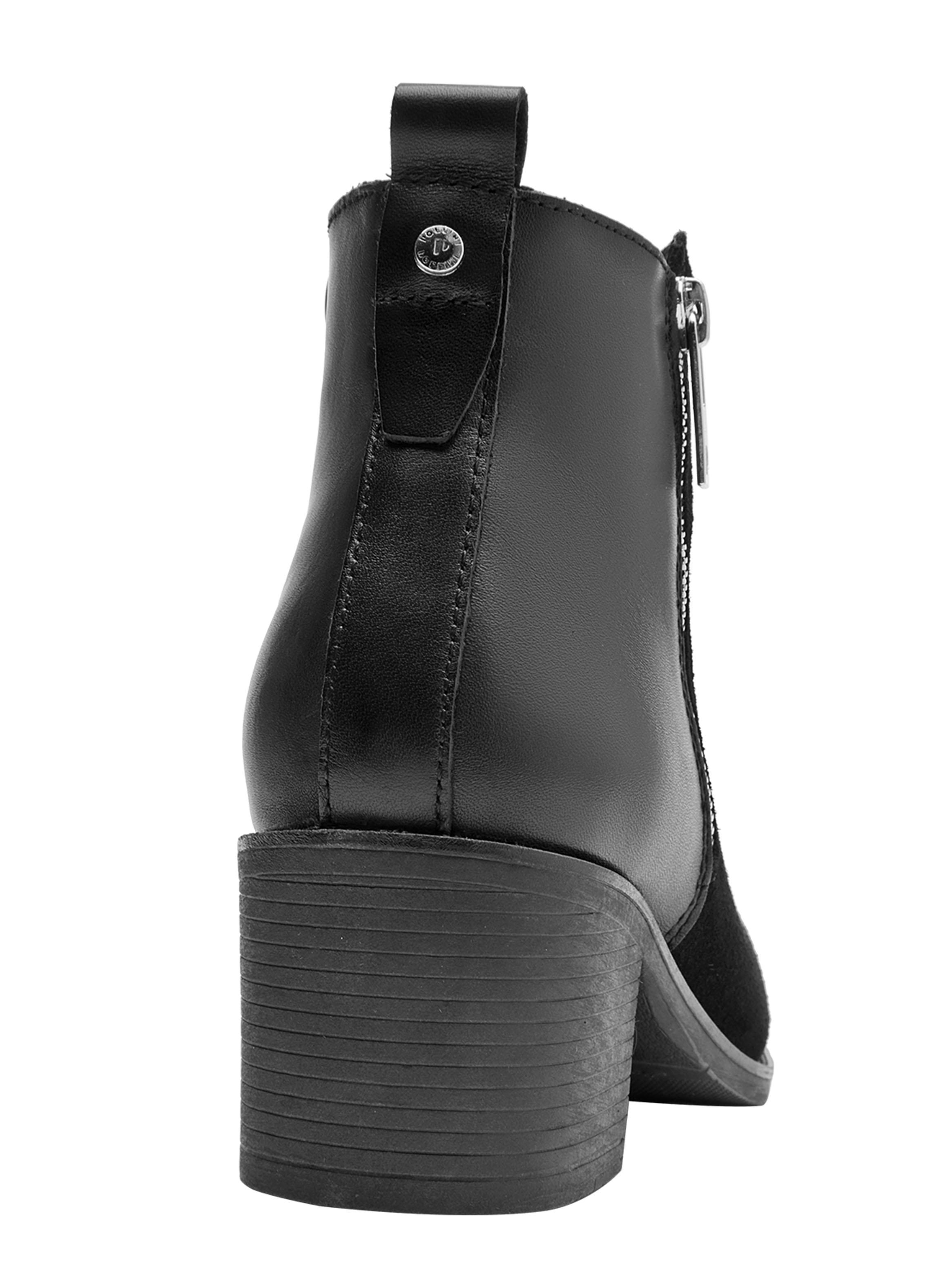 Botín Multi Textura Cuero y Taco Cuadrado Mujer-4