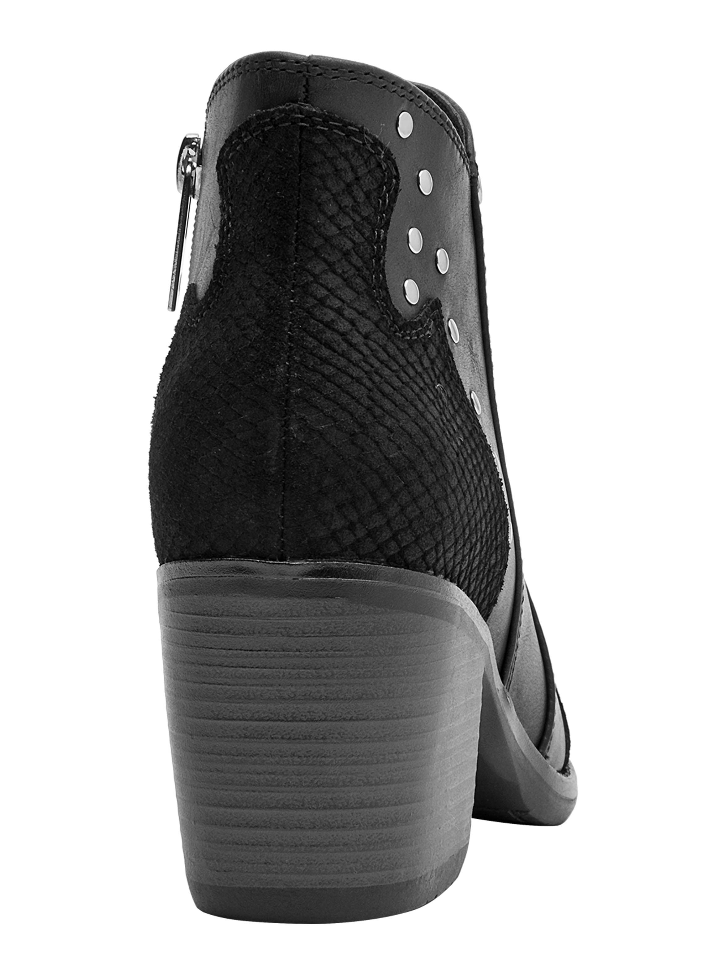 Botín con Tacha Circular  Cuero Taco Cuadrado Mujer-4