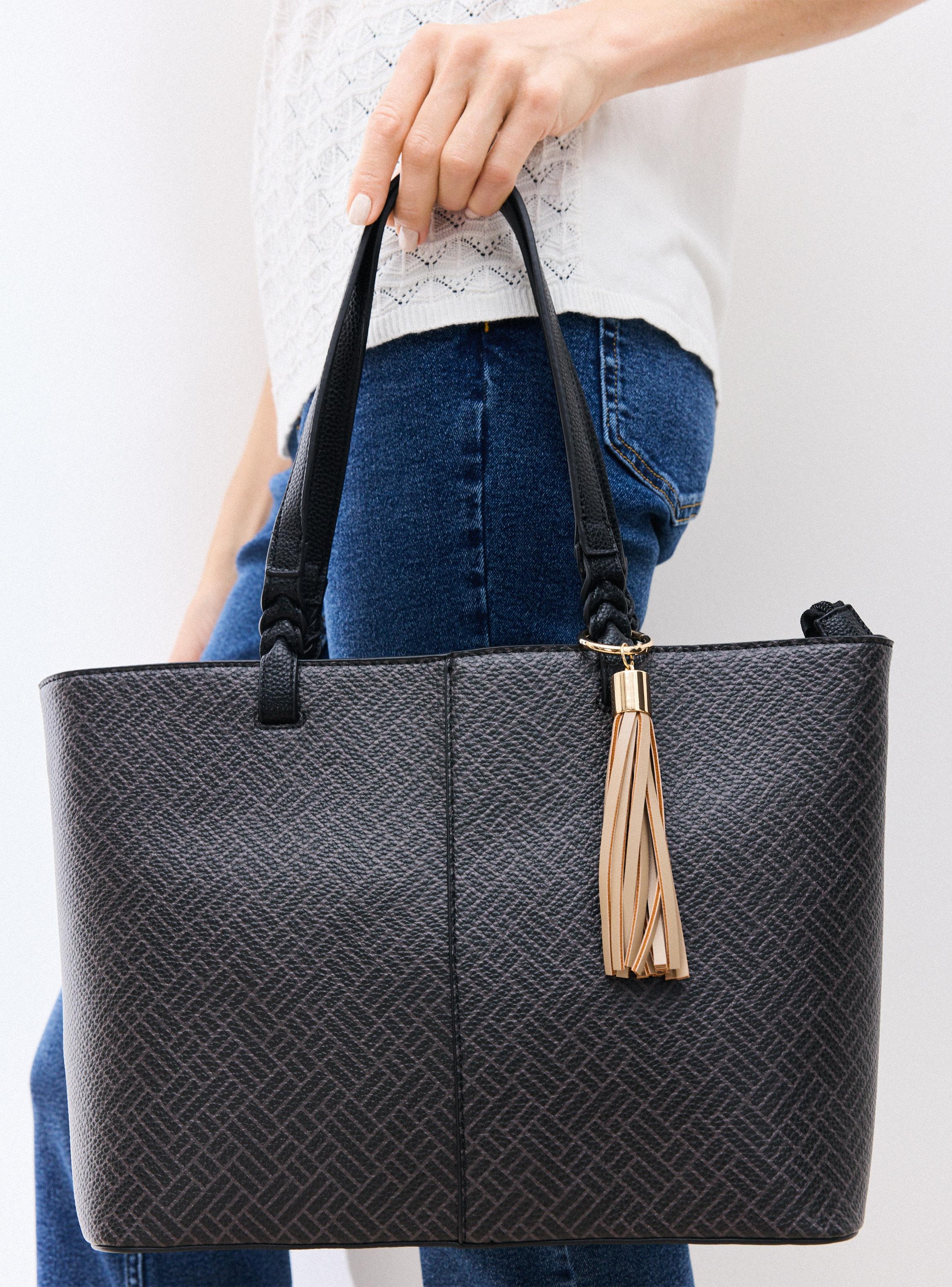 Cartera de Hombro Totebag con Tassel Decorativo-5