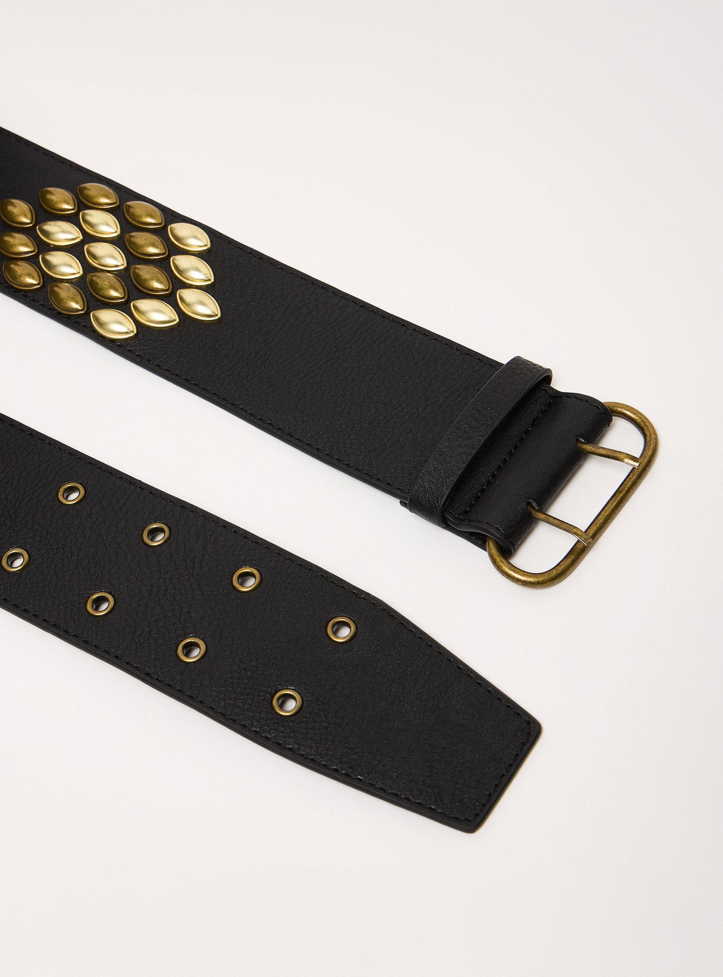 Cinturón Ancho Metales Cuero Sintético-4