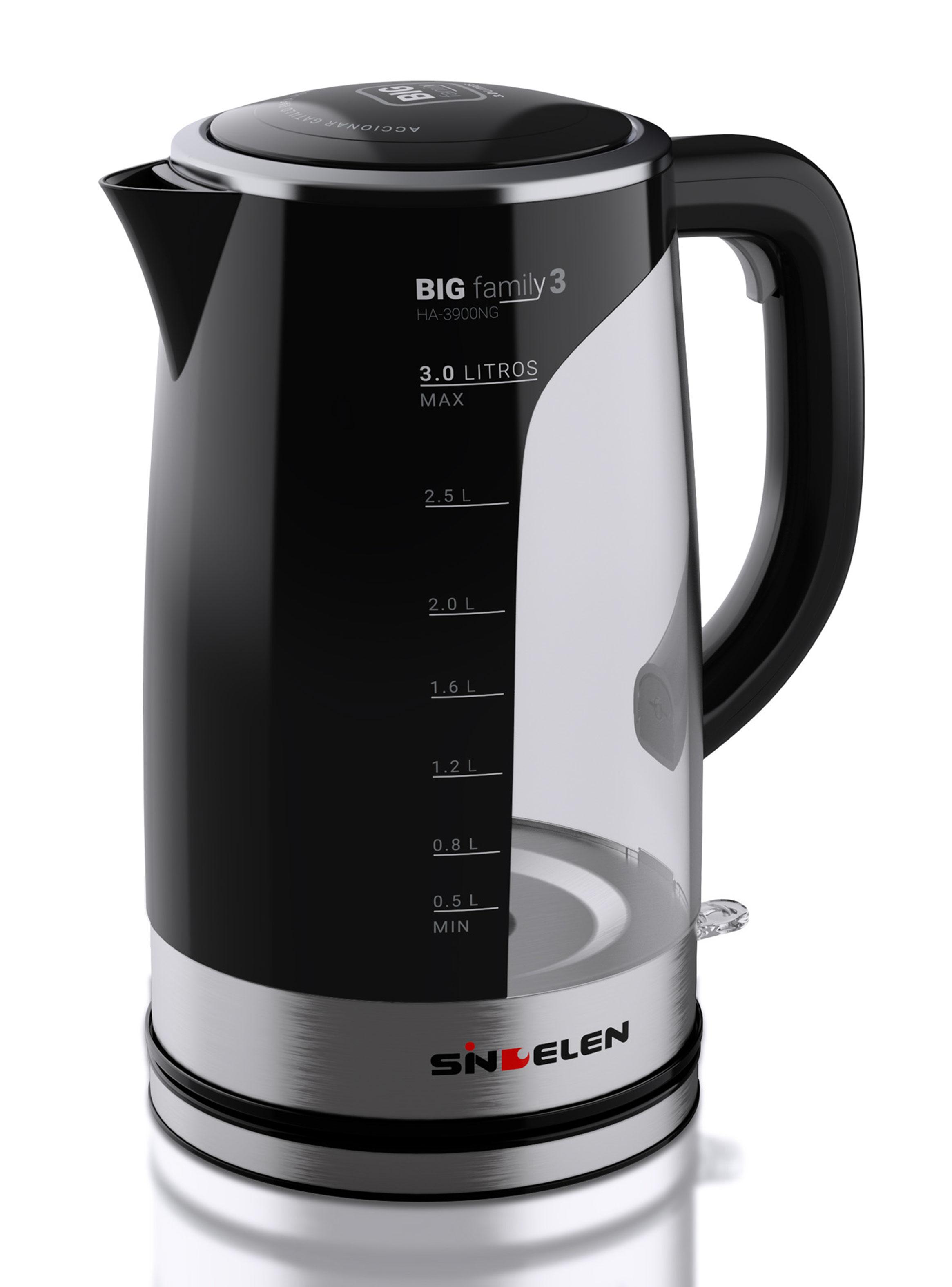 Hervidor de Agua 3 Litros 1850W Big Family HA-3900NG Negro-2