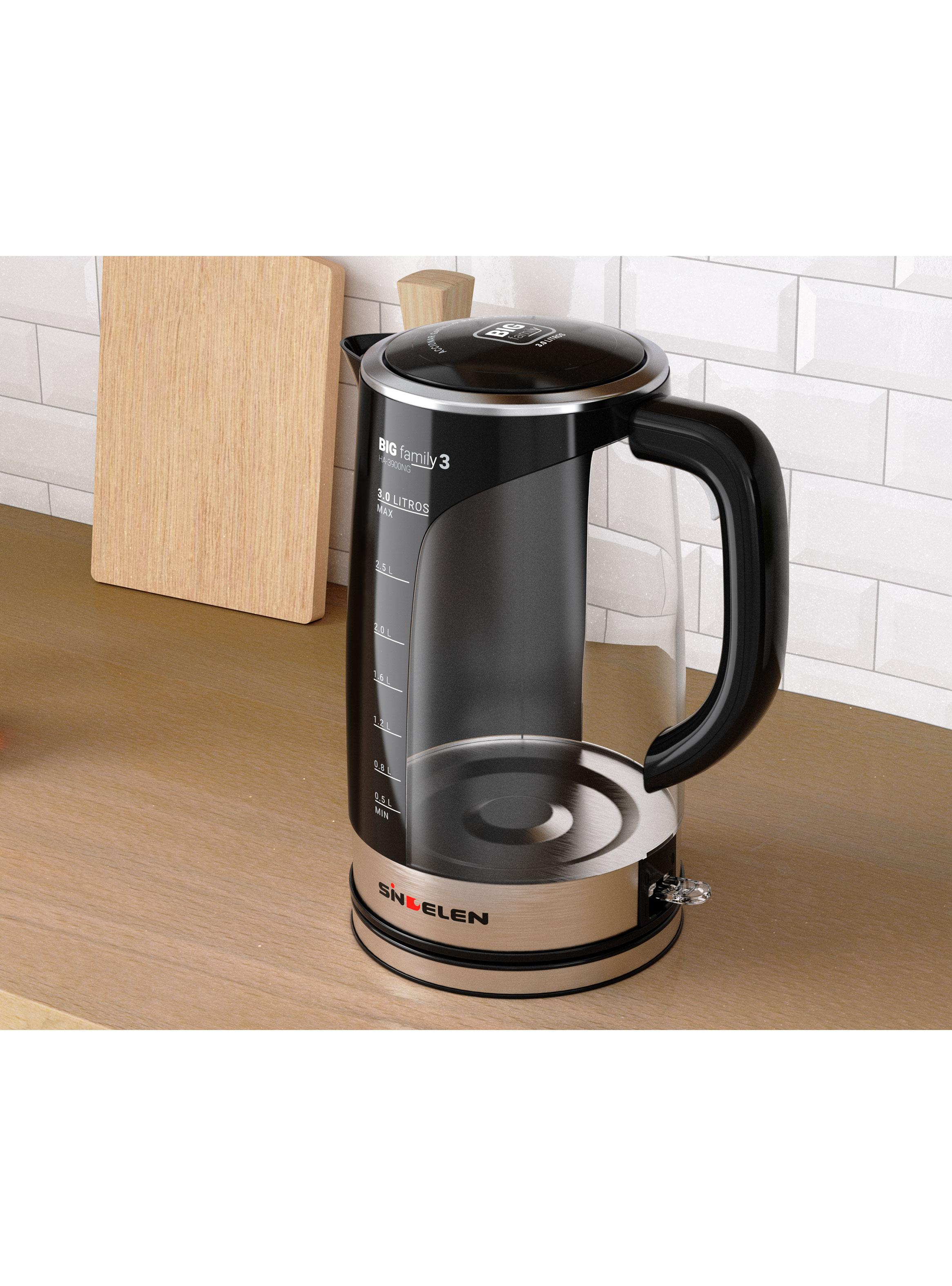 Hervidor de Agua 3 Litros 1850W Big Family HA-3900NG Negro-6