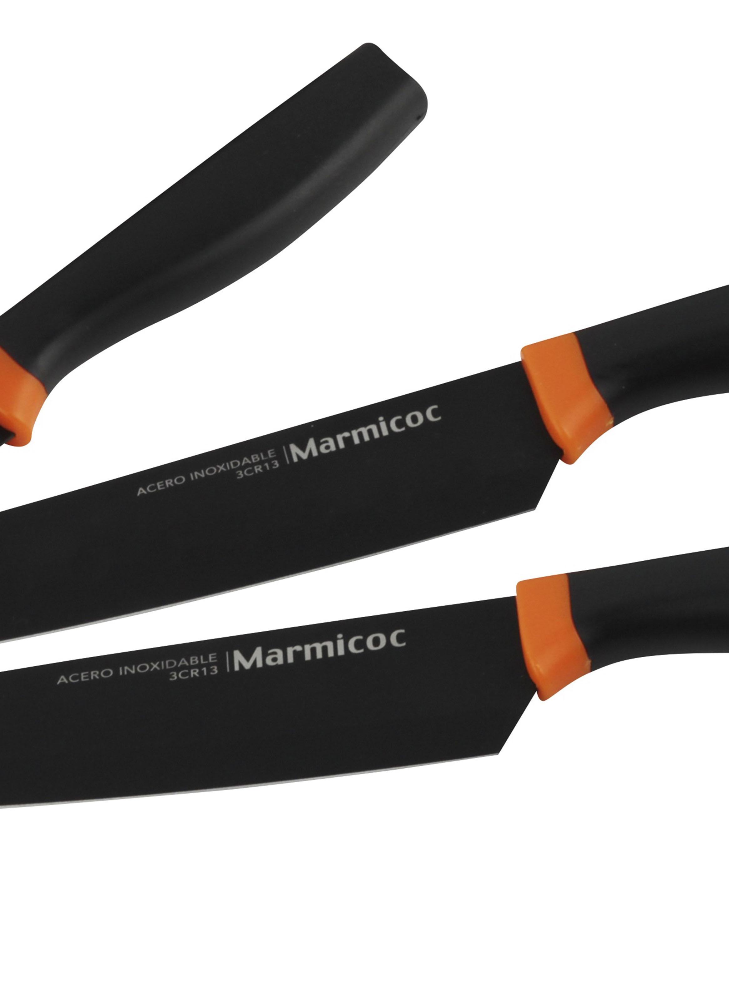 Set de 3 Cuchillos Pelador Chef Santoku Black-1