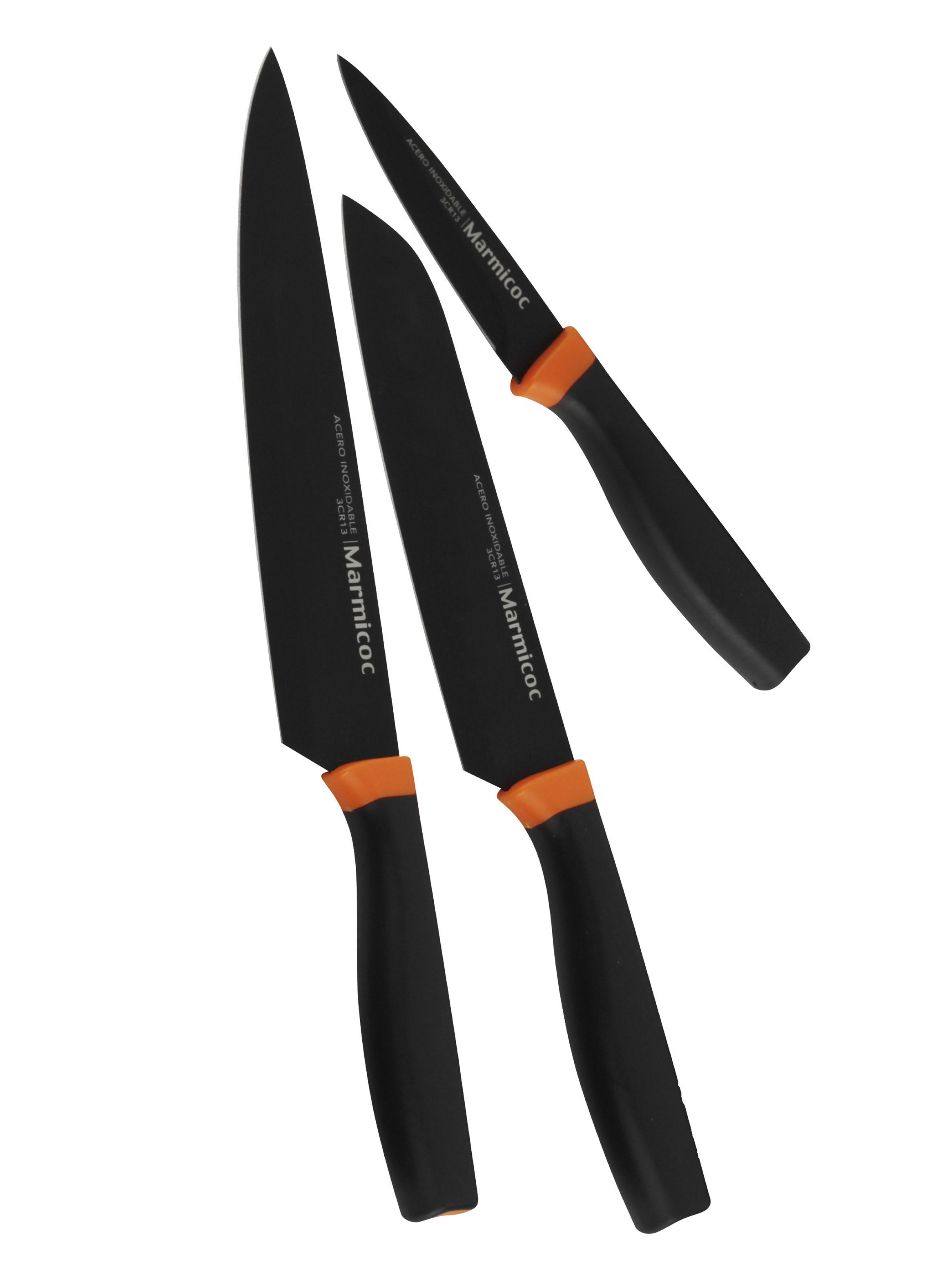 Set de 3 Cuchillos Pelador Chef Santoku Black-0