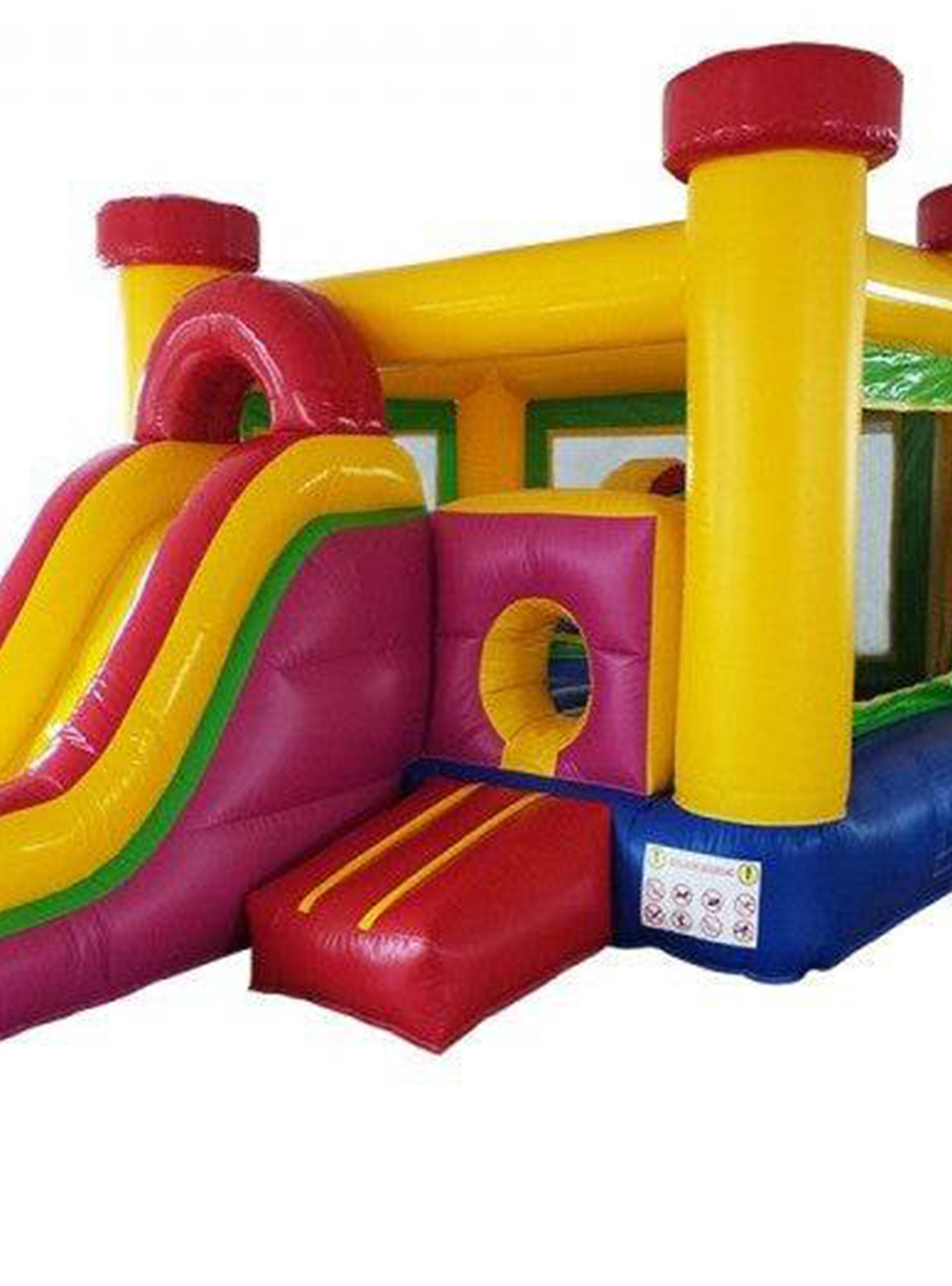 Castillo Tobogán Inflable Multipropósito Amarillo 6 x 4 m-1