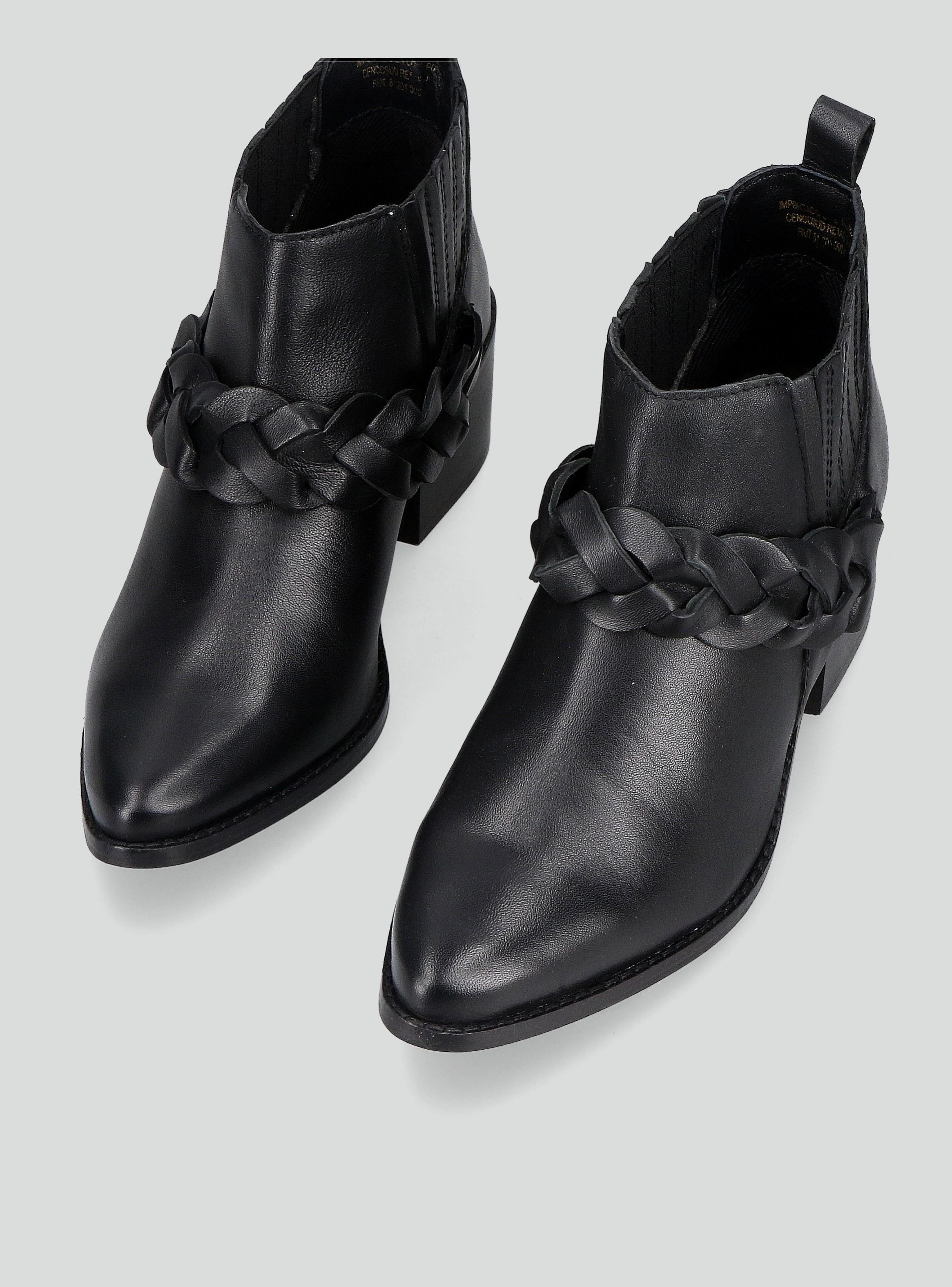 Botín con Detalle de Trenza Cuero Mujer-2