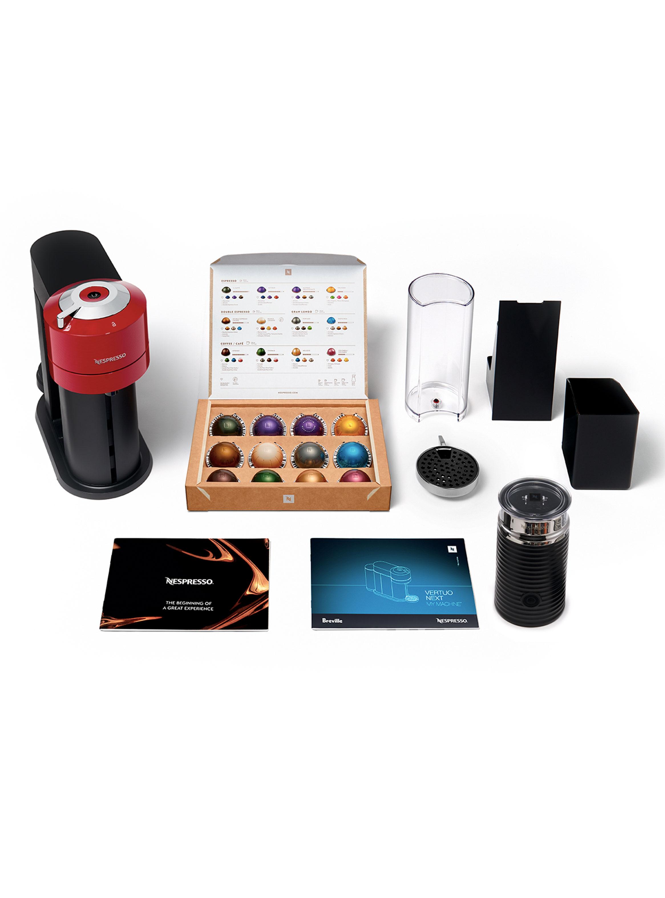 Cafetera de Cápsulas Vertuo Next Roja + Espumador de Leche Aeroccino 3-4
