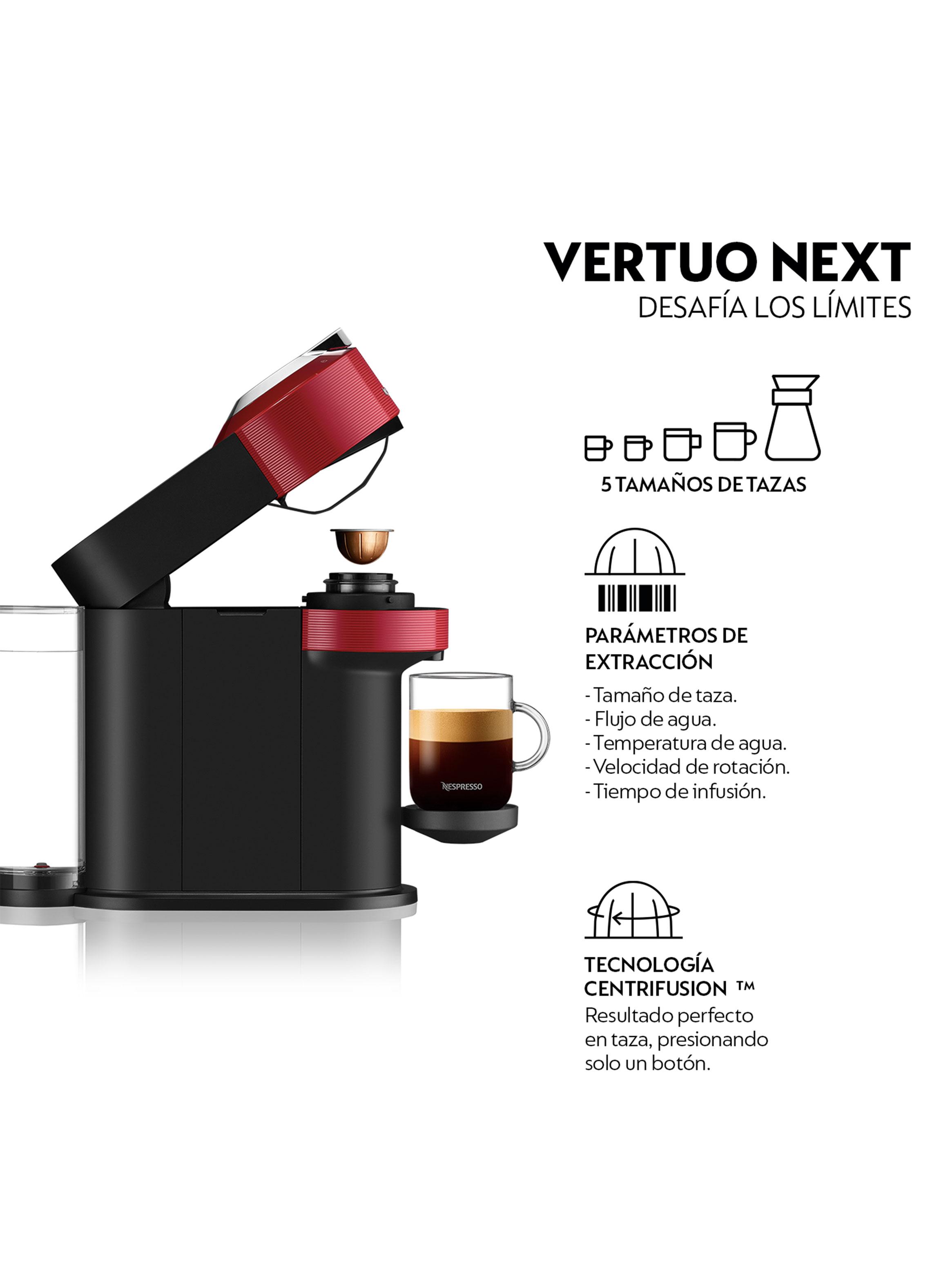 Cafetera de Cápsulas Vertuo Next Roja + Espumador de Leche Aeroccino 3-5
