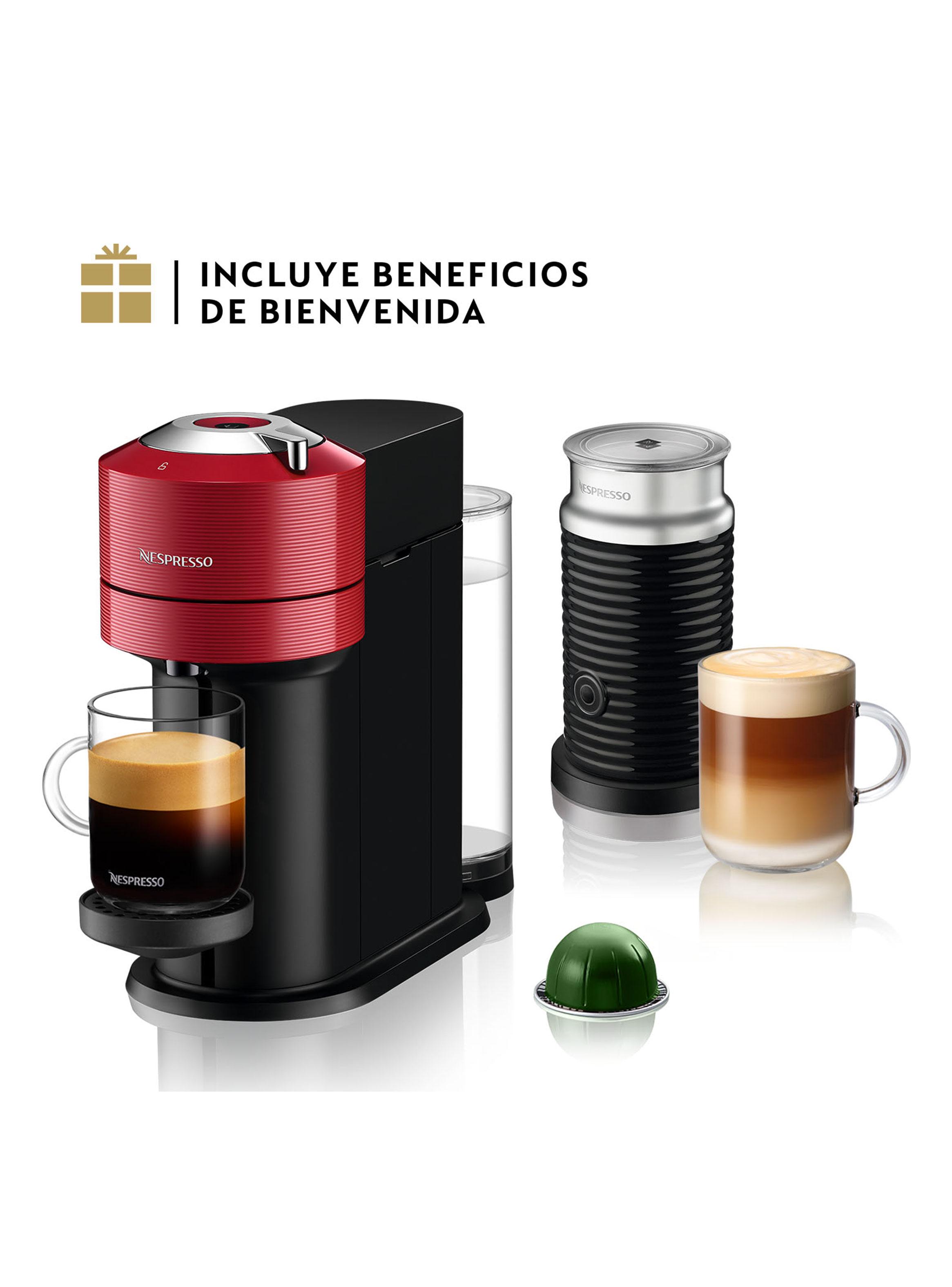 Cafetera de Cápsulas Vertuo Next Roja + Espumador de Leche Aeroccino 3-1