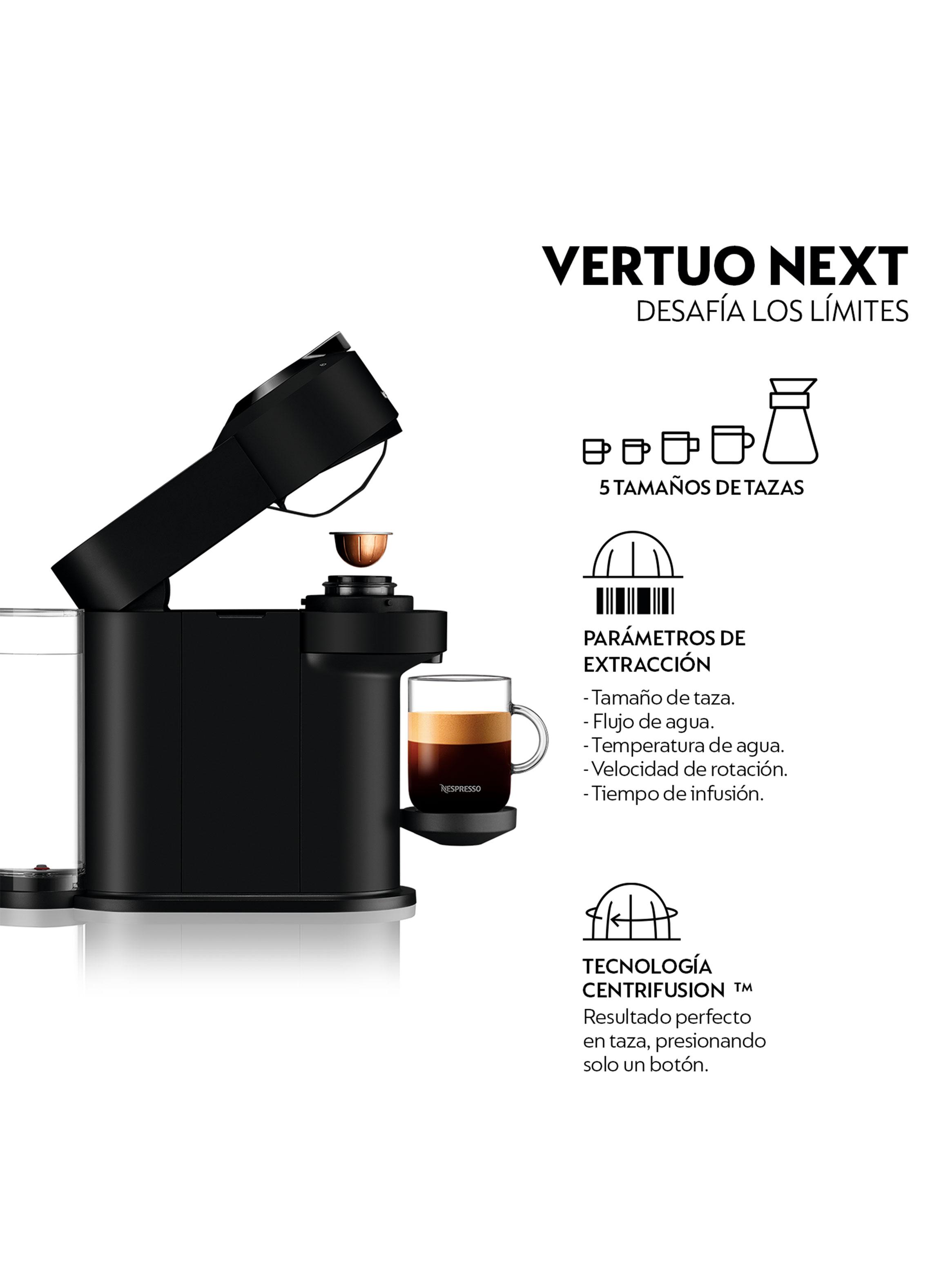 Cafetera de Cápsulas Vertuo Next Negra + Espumador de Leche Aeroccino 3-6