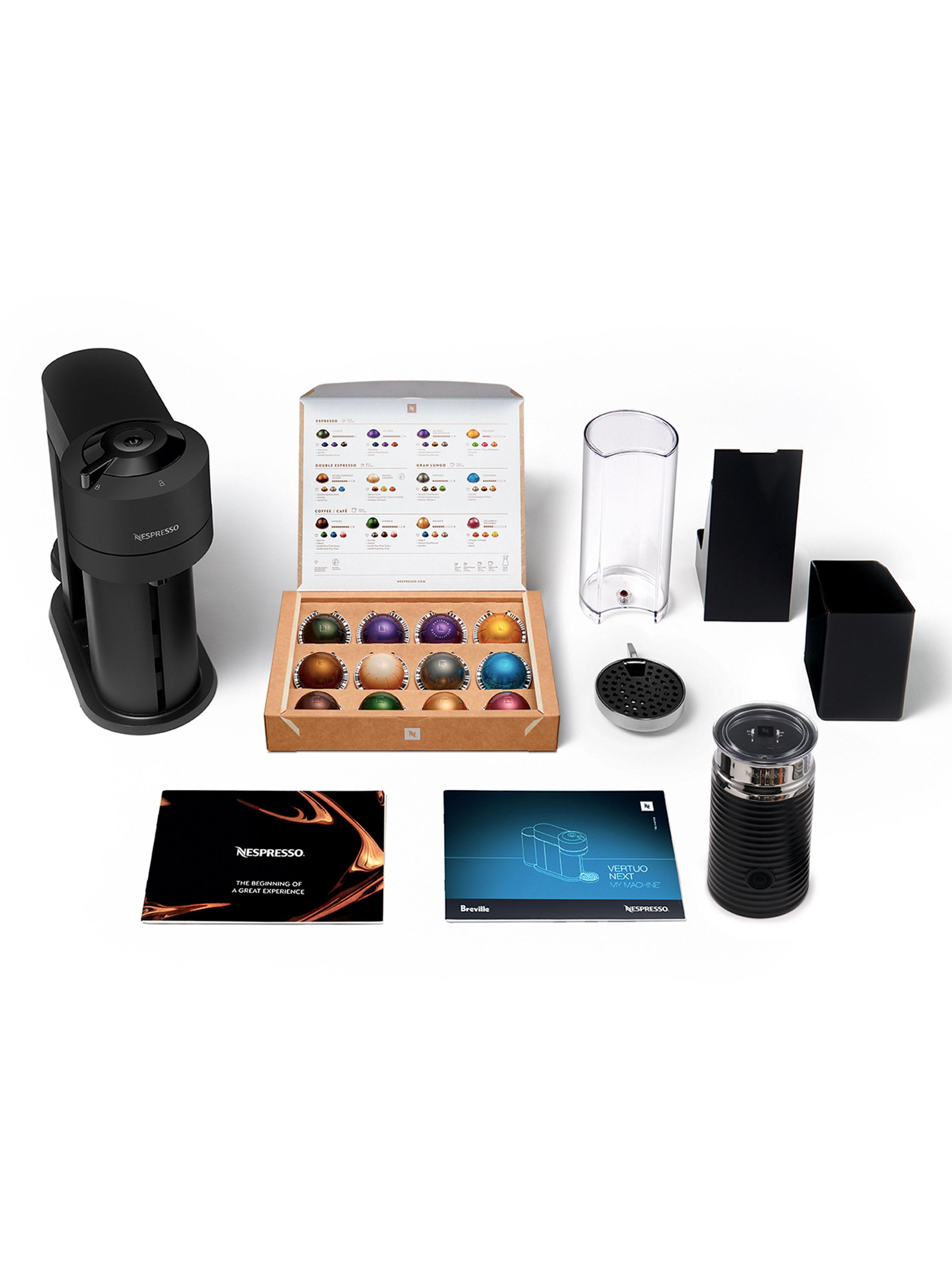 Cafetera de Cápsulas Vertuo Next Negra + Espumador de Leche Aeroccino 3-5