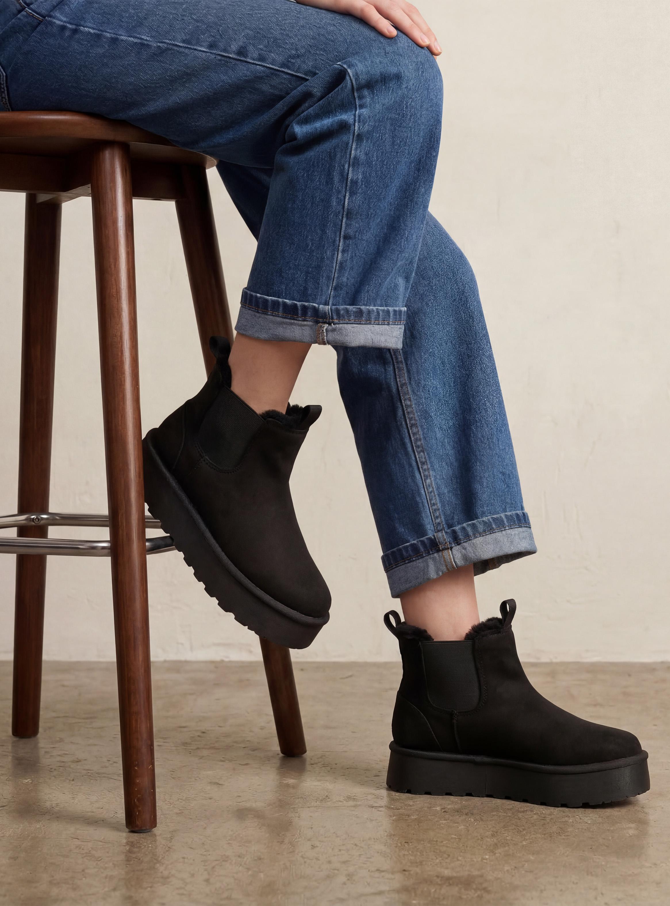 Pantubota Elástico Plataforma con Botón Mujer-0