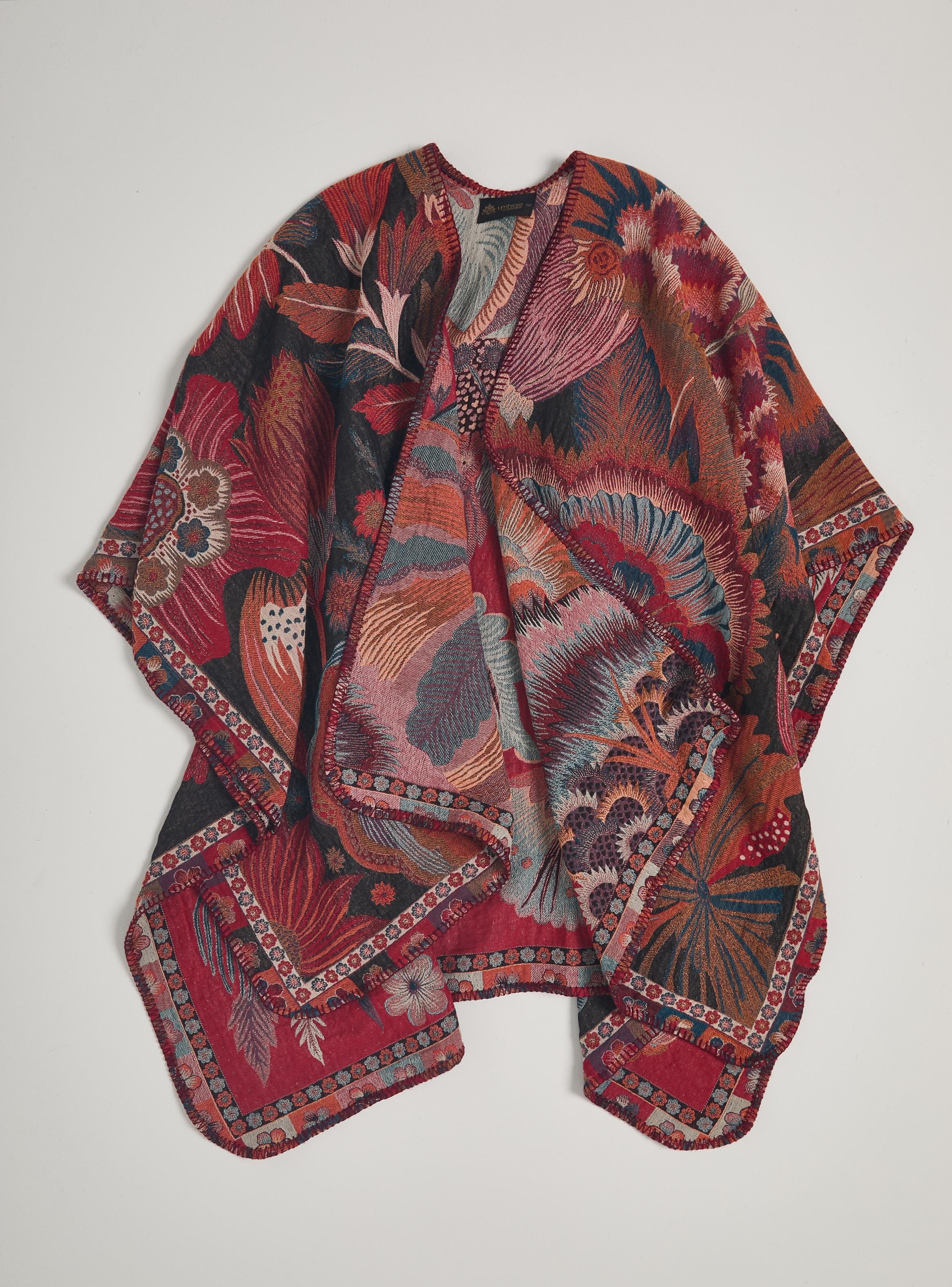 Poncho Tipo Chal Estampado Floral-2