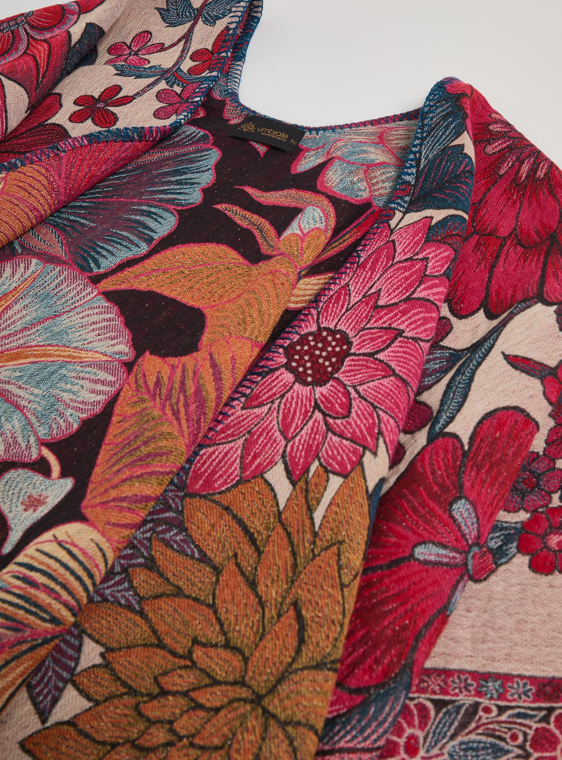 Poncho Tipo Chal Estampado Floreado-2