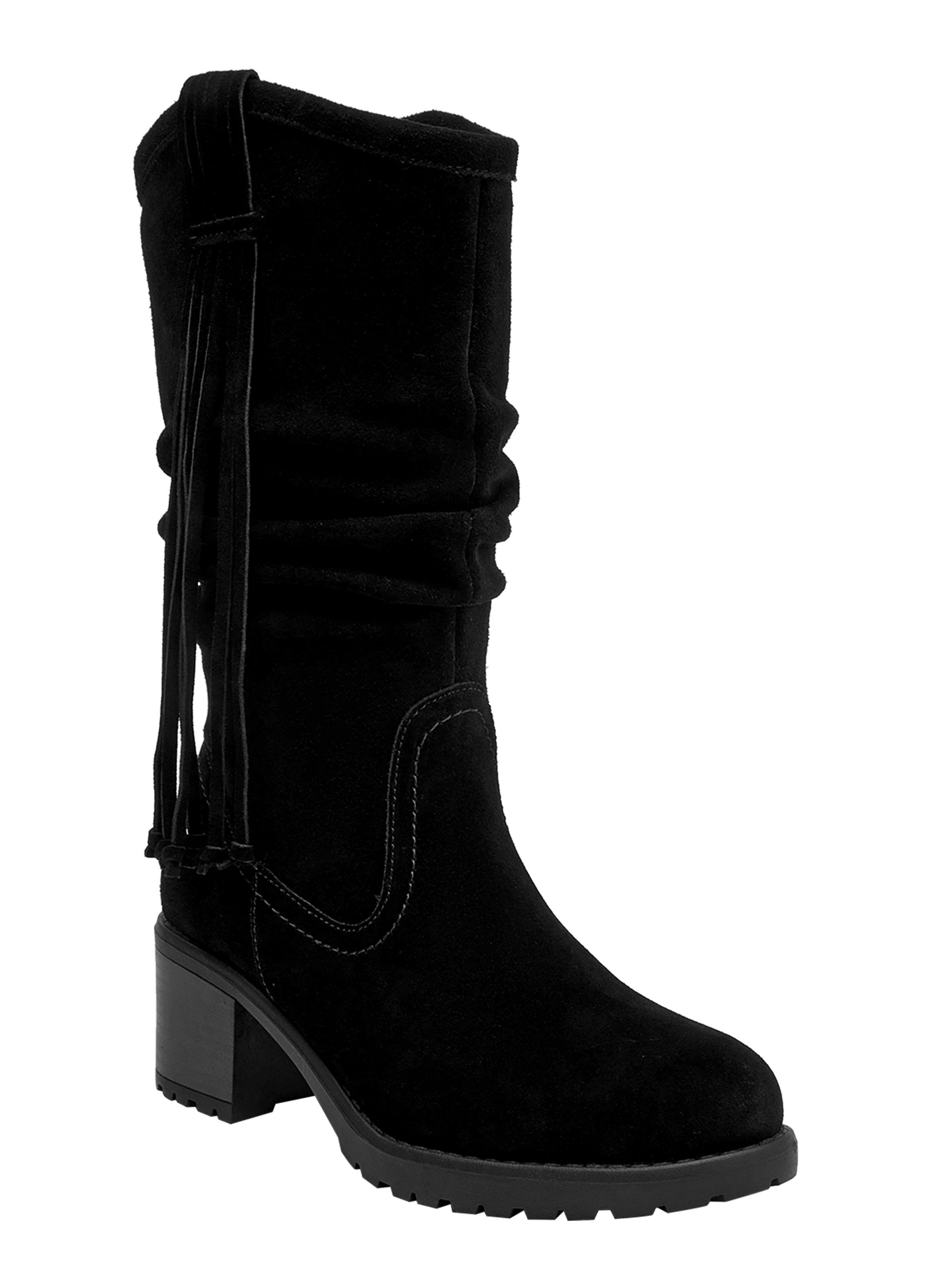 Bota Brm0273 Cuero Arrugada y Flecos Mujer-1