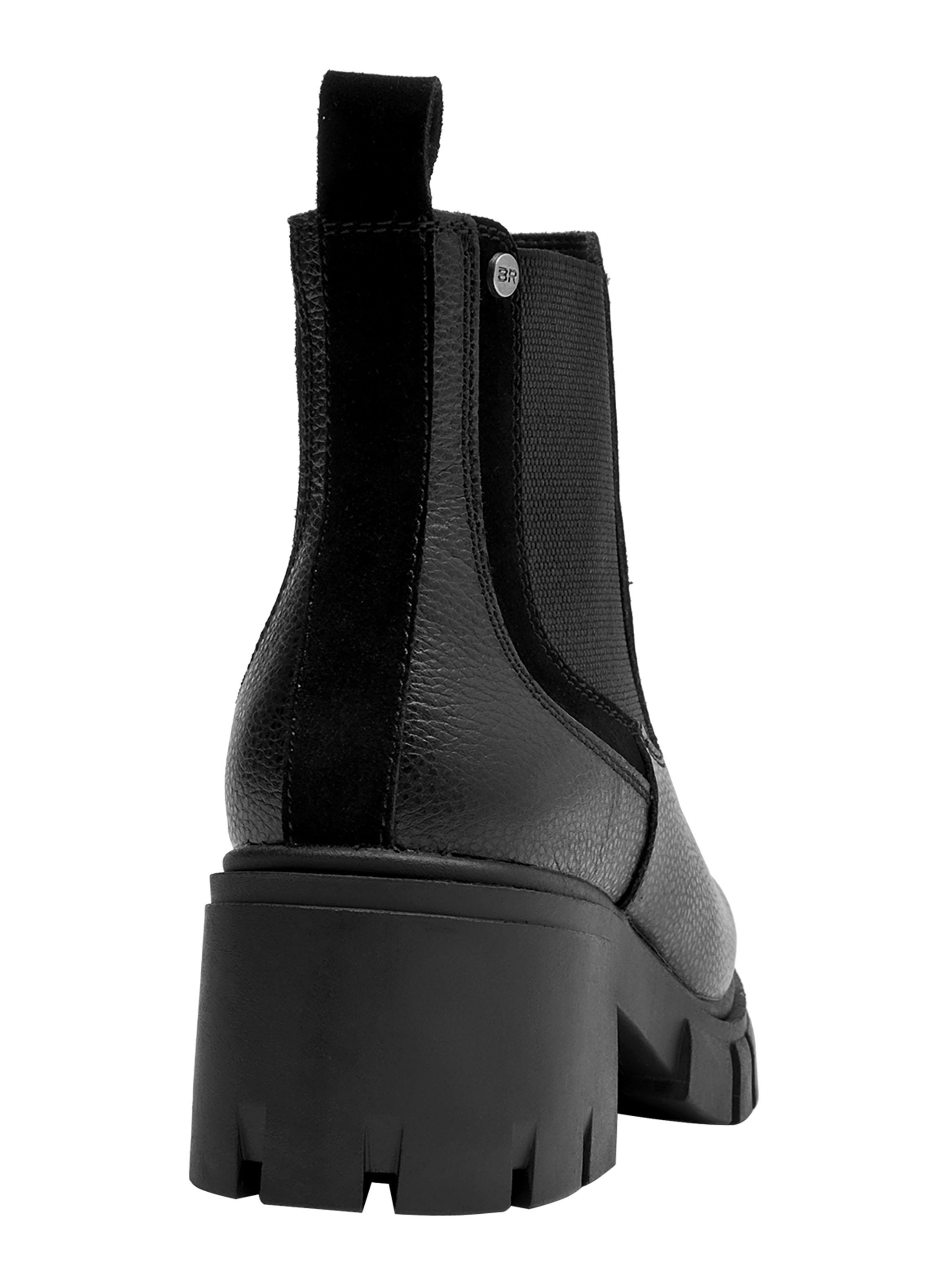 Botín Texturizado Brm0276 Taco Cuadrado Cuero Mujer-4