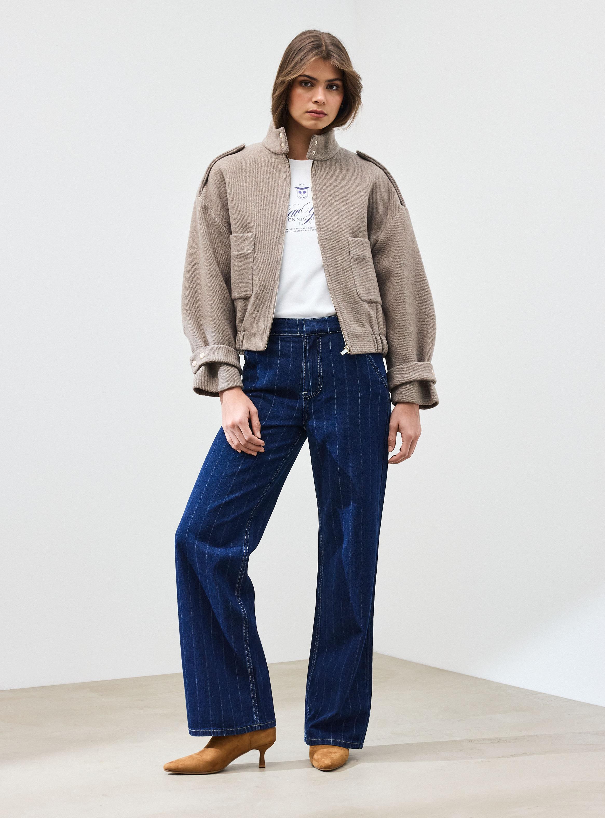 Chaqueta Bomber Oversize Cuello Alto-4