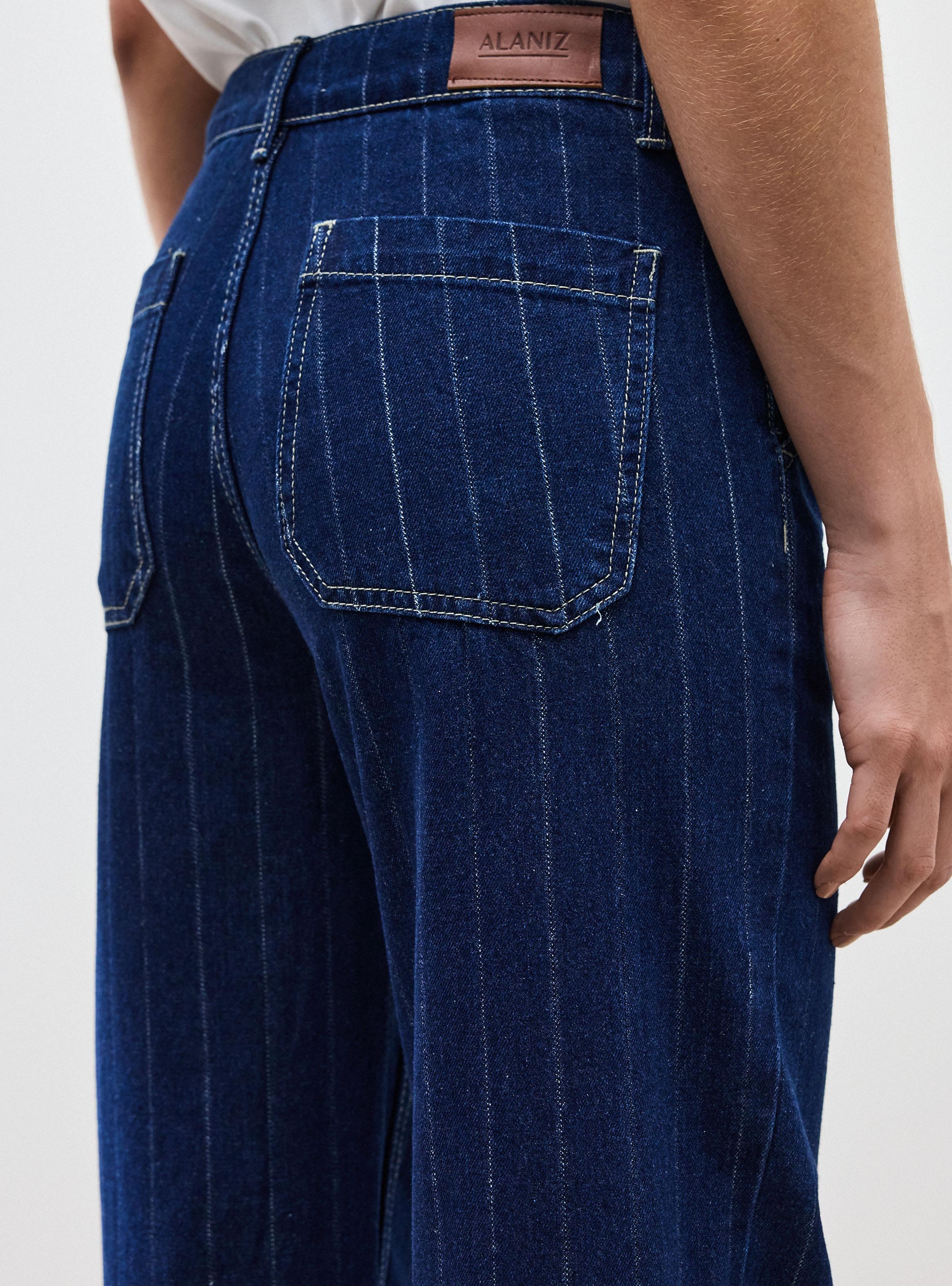 Jeans Wide Leg Rayas Cierre Sastrero-3
