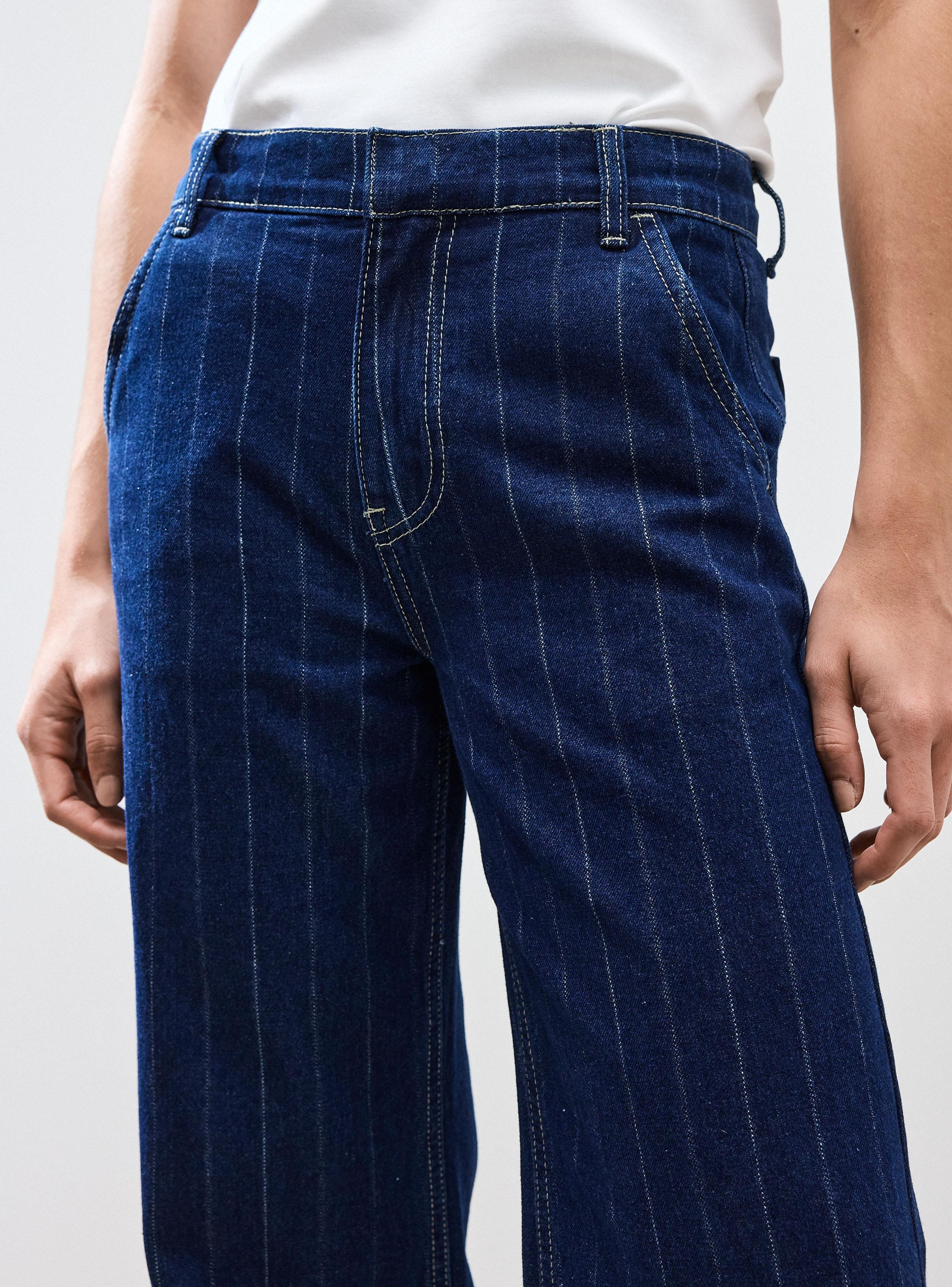 Jeans Wide Leg Rayas Cierre Sastrero-2