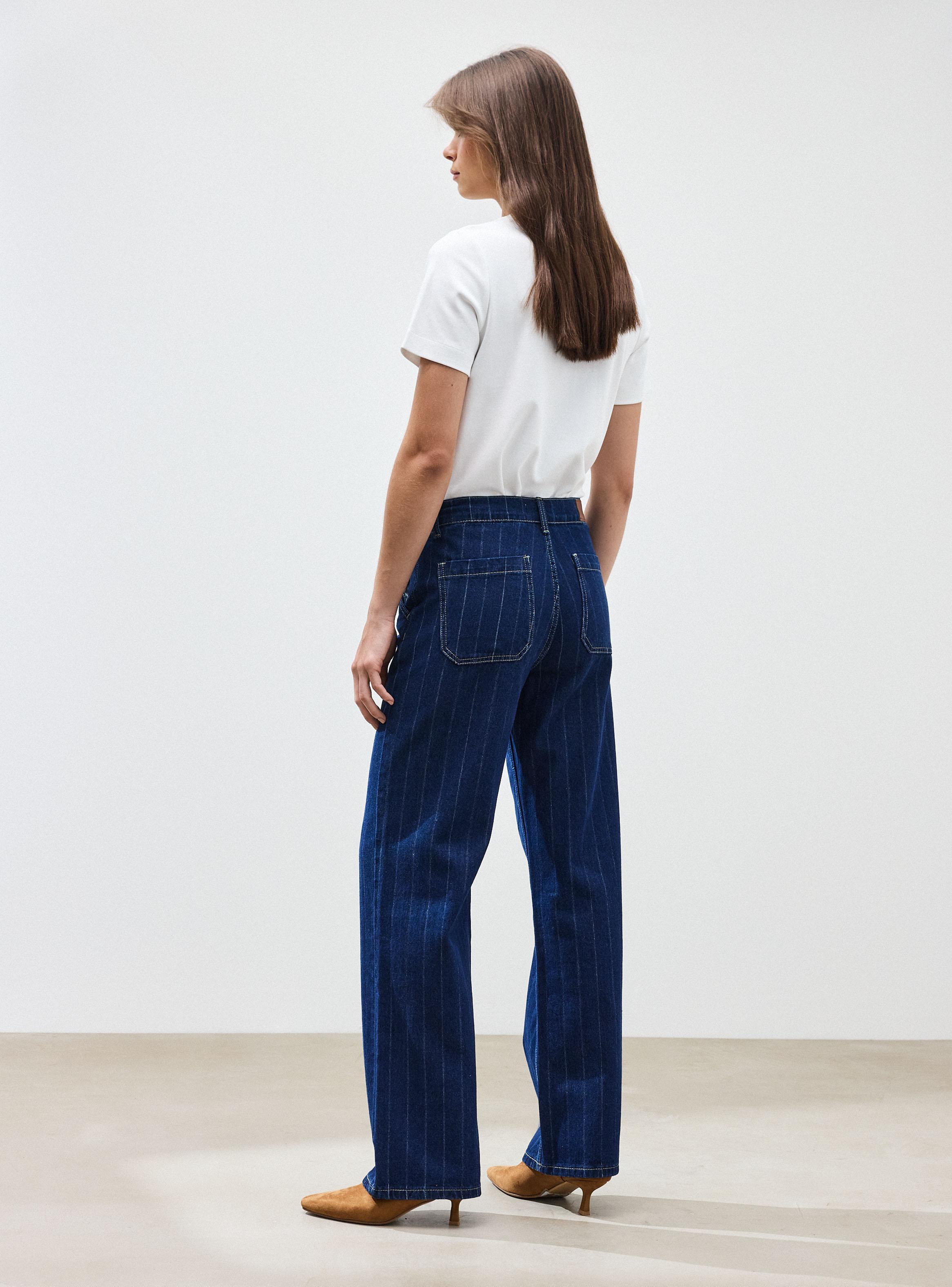 Jeans Wide Leg Rayas Cierre Sastrero-5