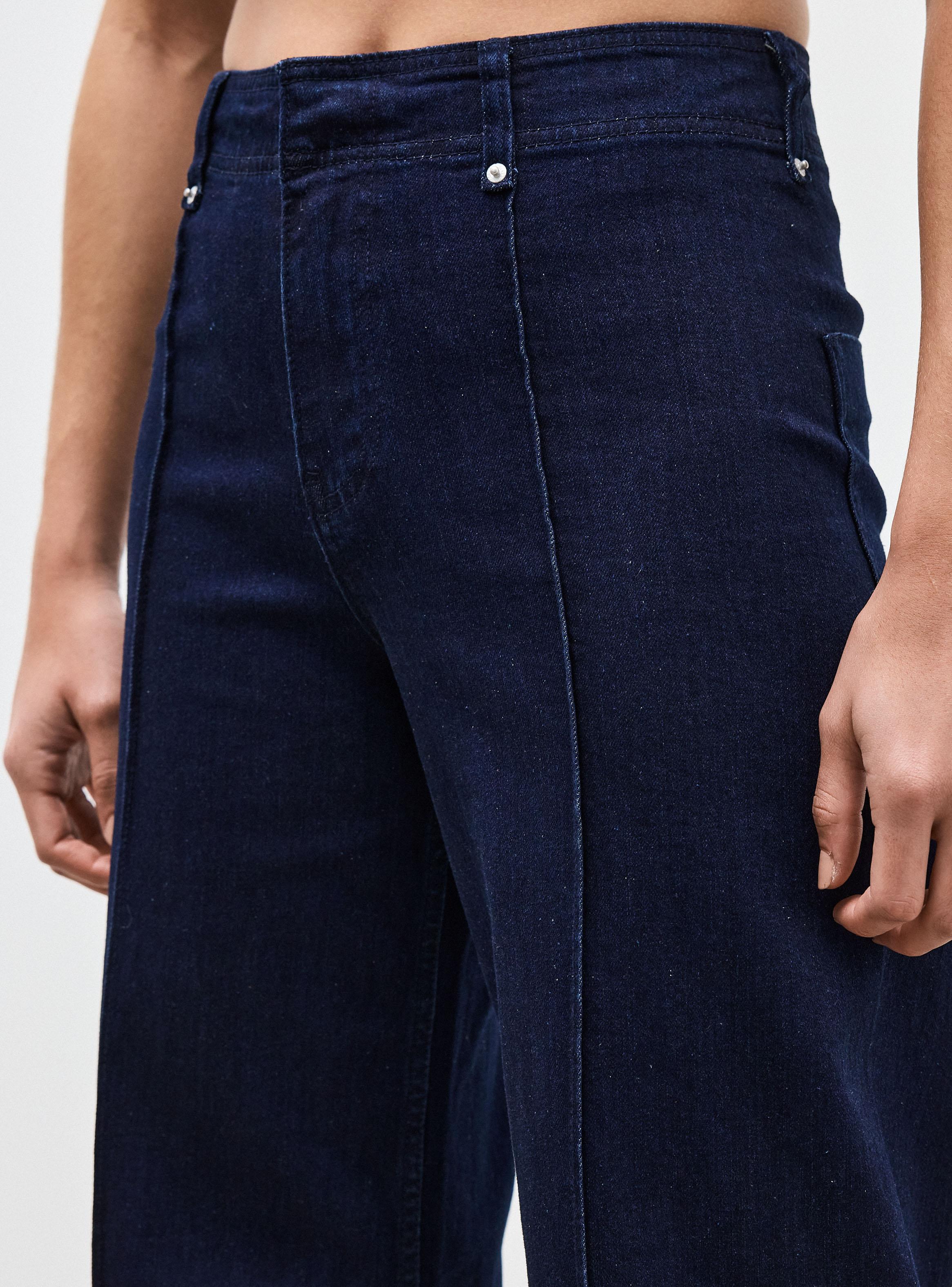 Jeans Wide Leg Tiro Alto con Costura Marcada-2
