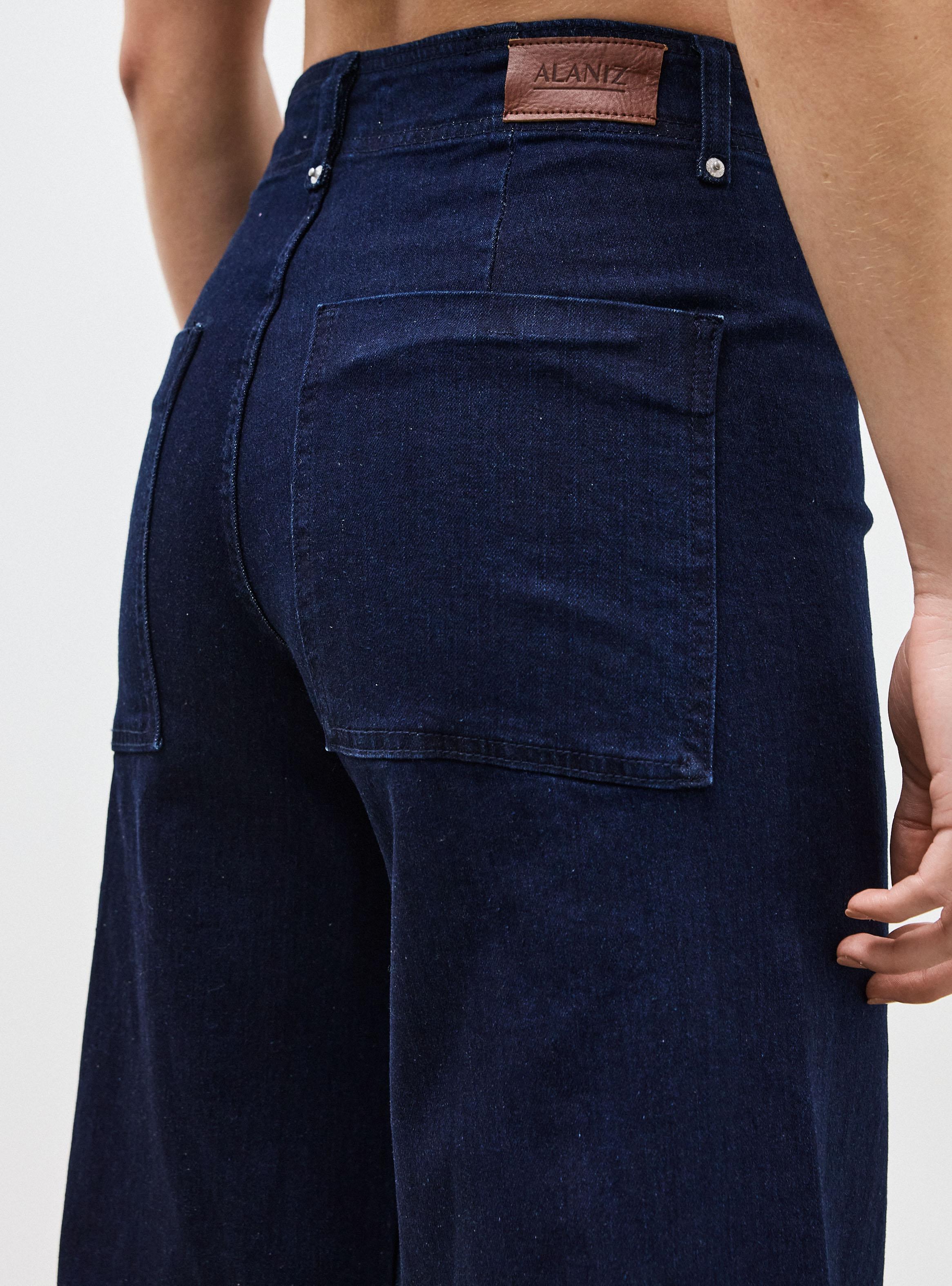 Jeans Wide Leg Tiro Alto con Costura Marcada-3