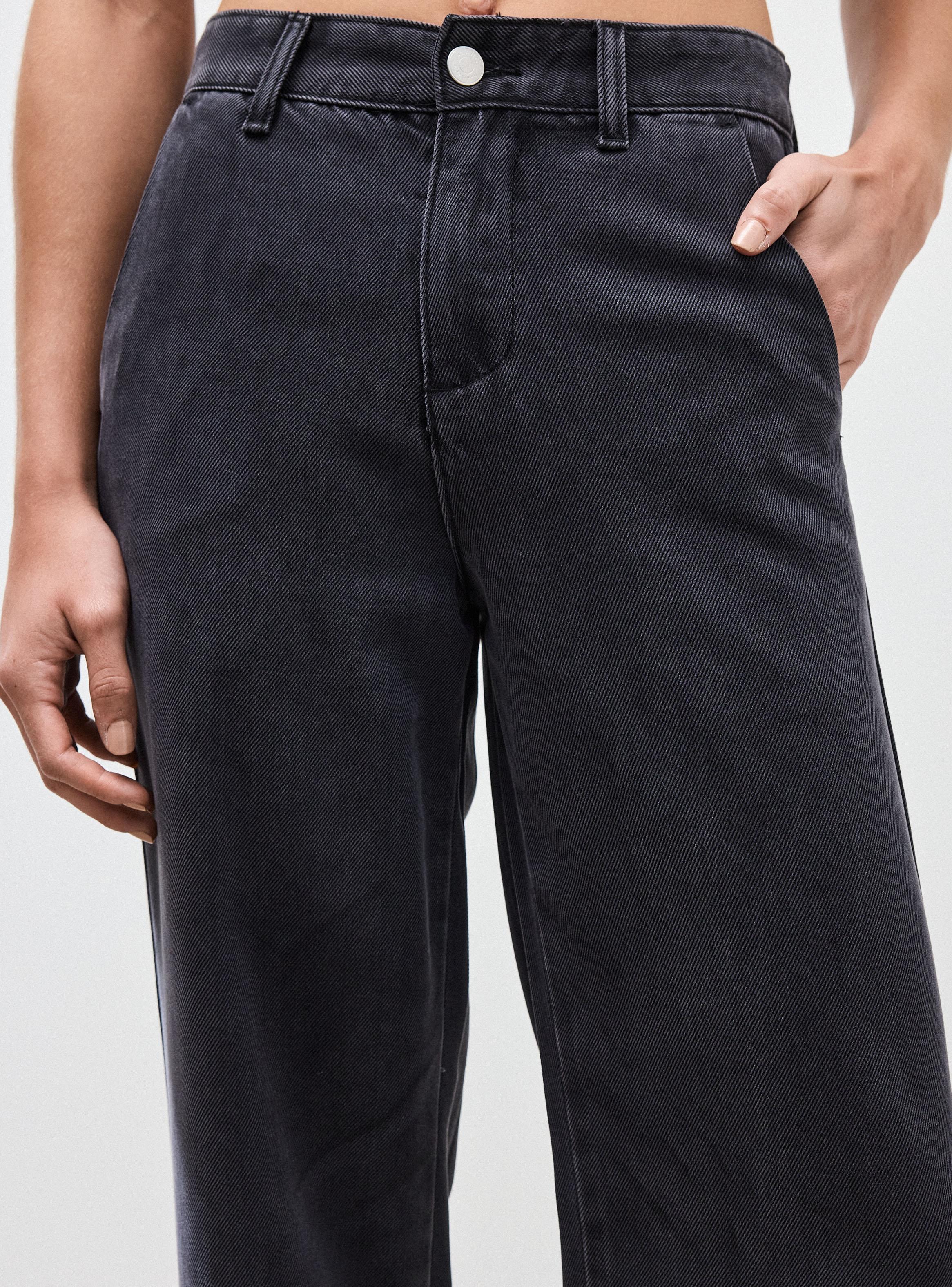 Jeans Straight Leg Tiro Alto Detalle Sastrero-2