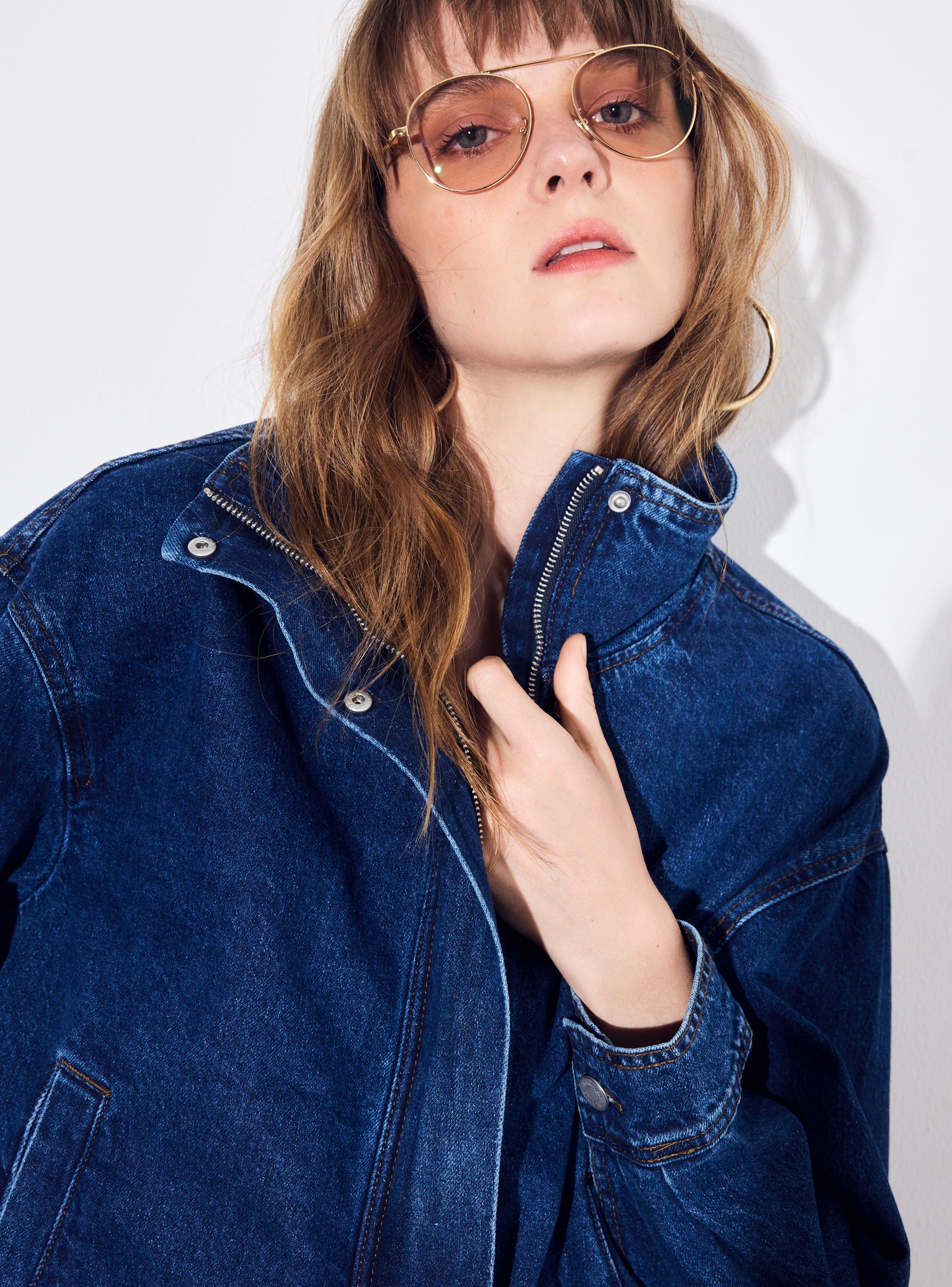 Chaqueta Bomber Denim con Cuello Alto Funnel-3