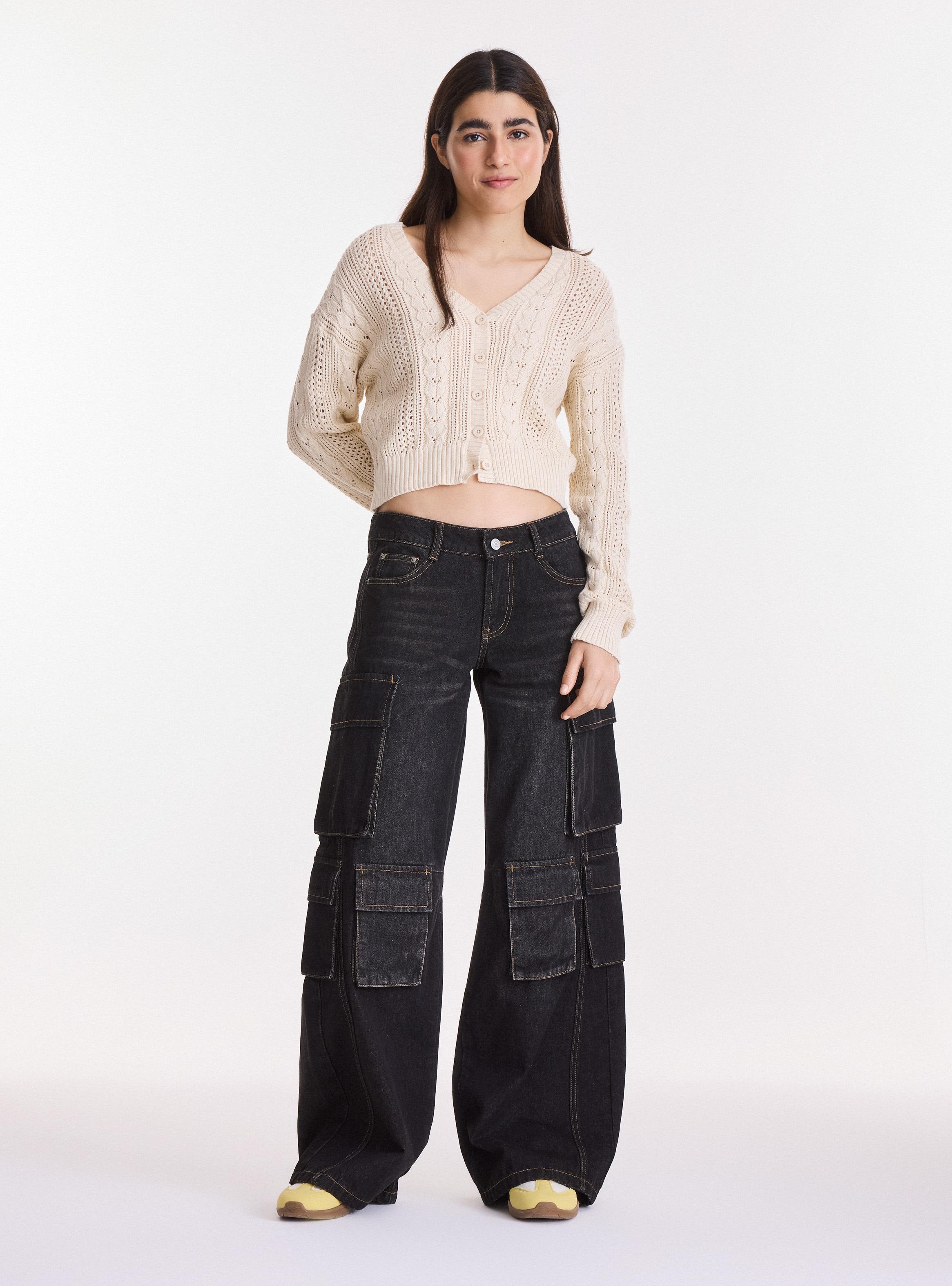 Jeans Wide Leg Bolsillos Cargo-4