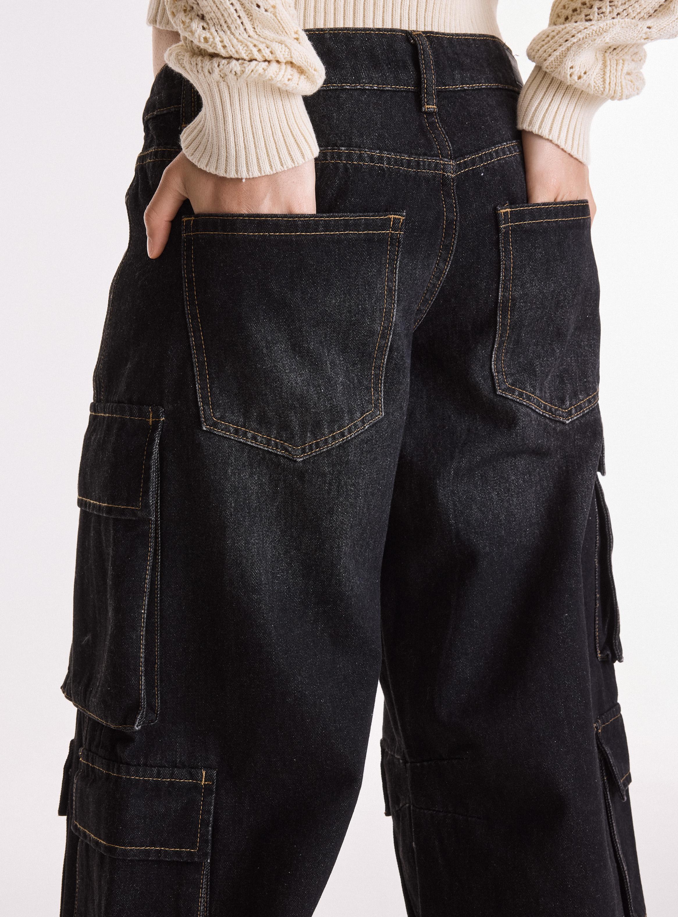 Jeans Wide Leg Bolsillos Cargo-3