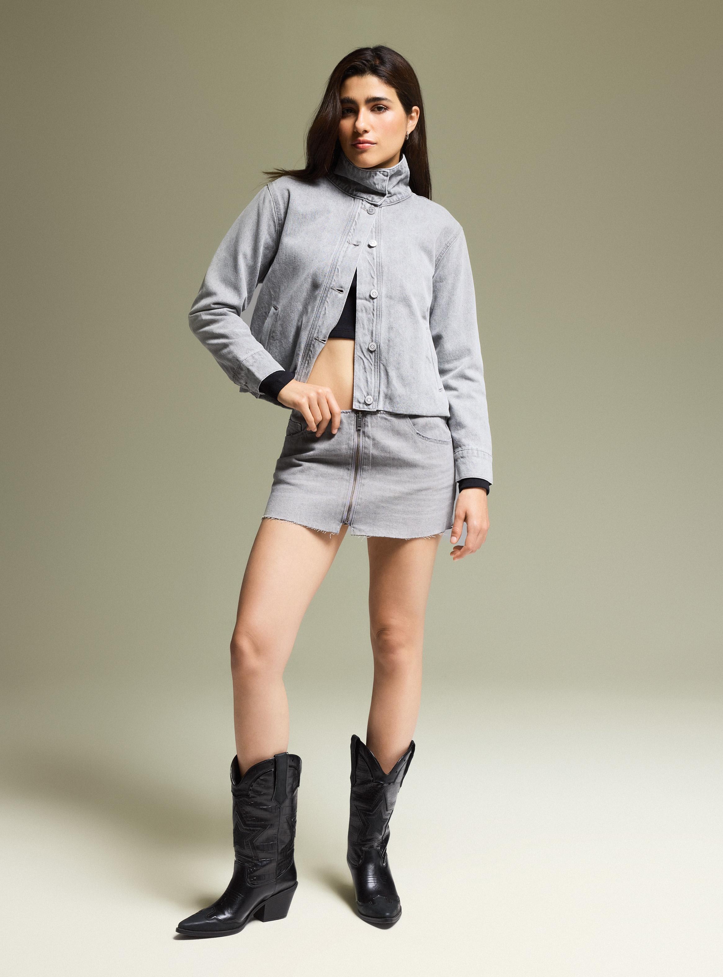 Falda Mini Cierre Largo en Exterrior-4