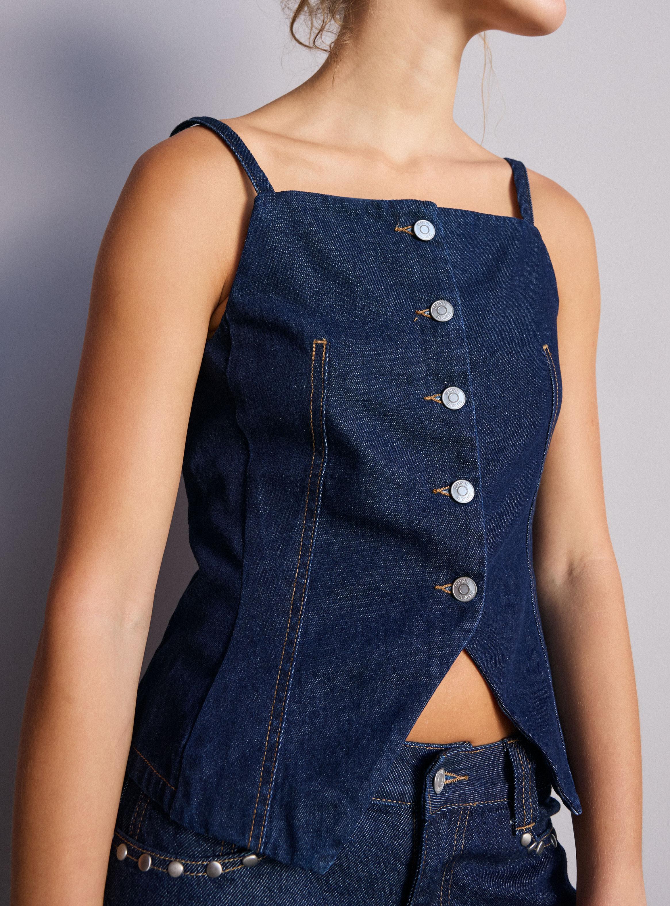 Blusa Top Pabillos Botones Delanteros-2