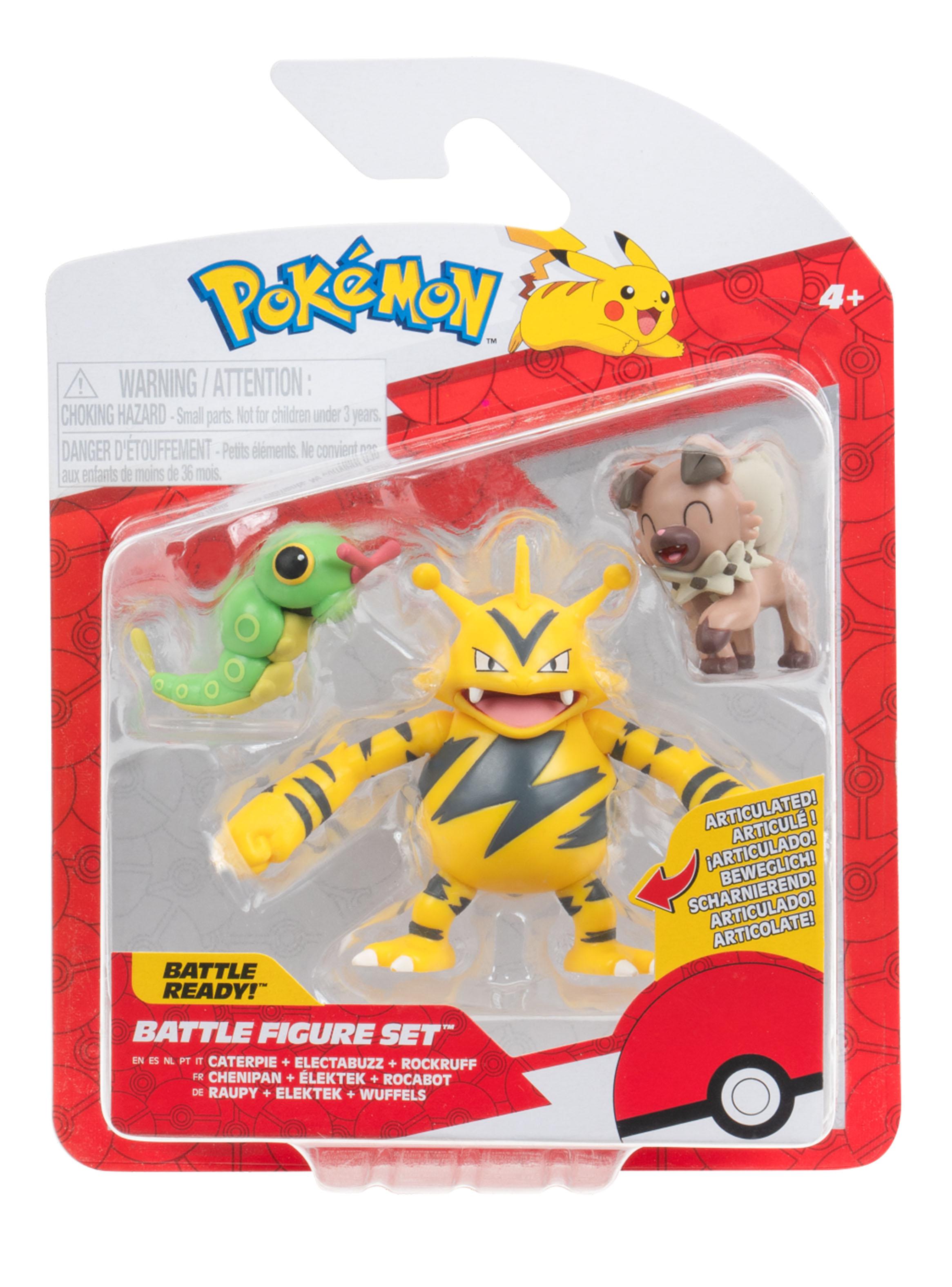 Pack Figuras de Batalla Caterpie + Rockruff y Electabuzz-5