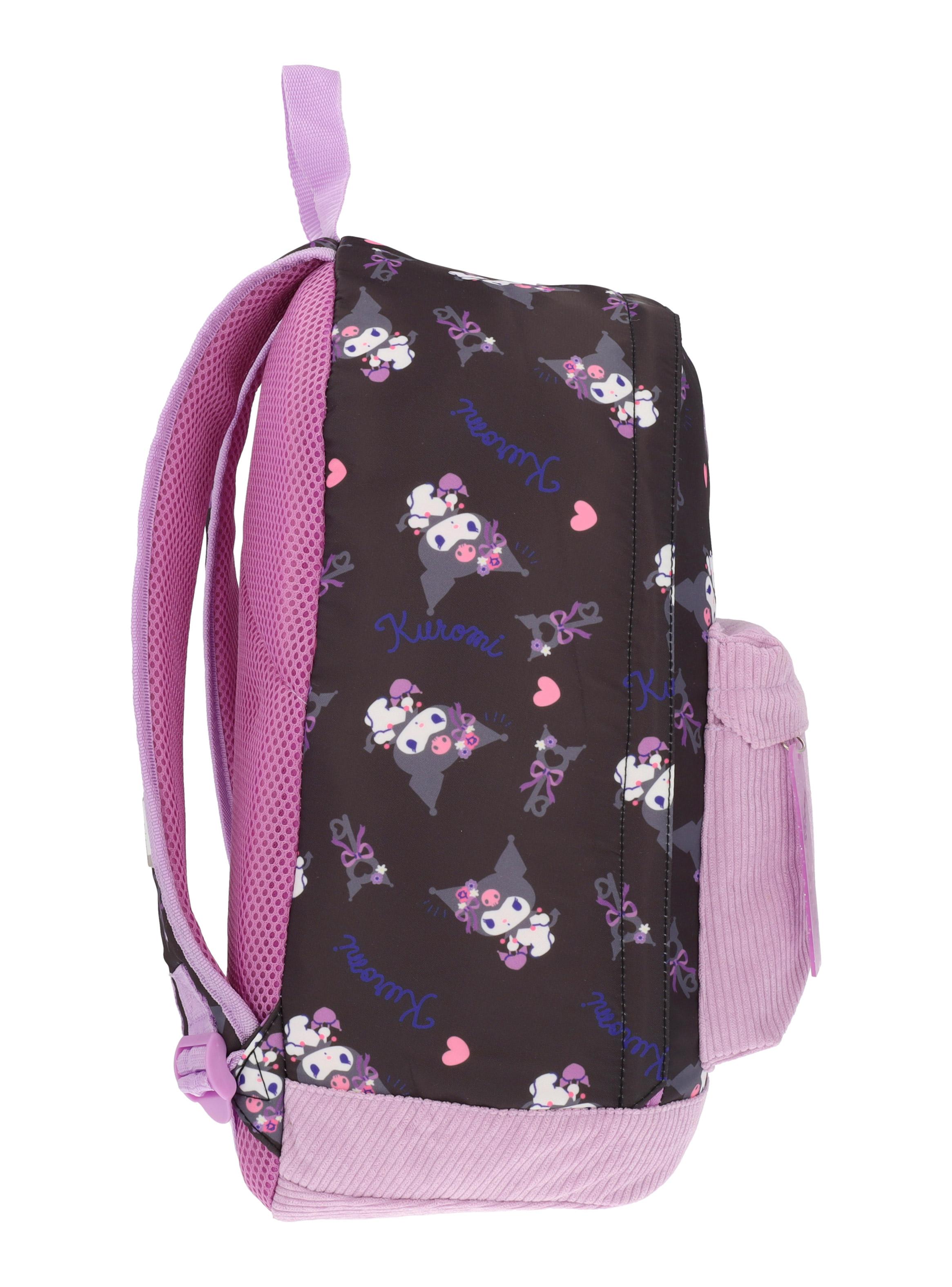 Mochila Juvenil Kuromi Negro Gamuza-2