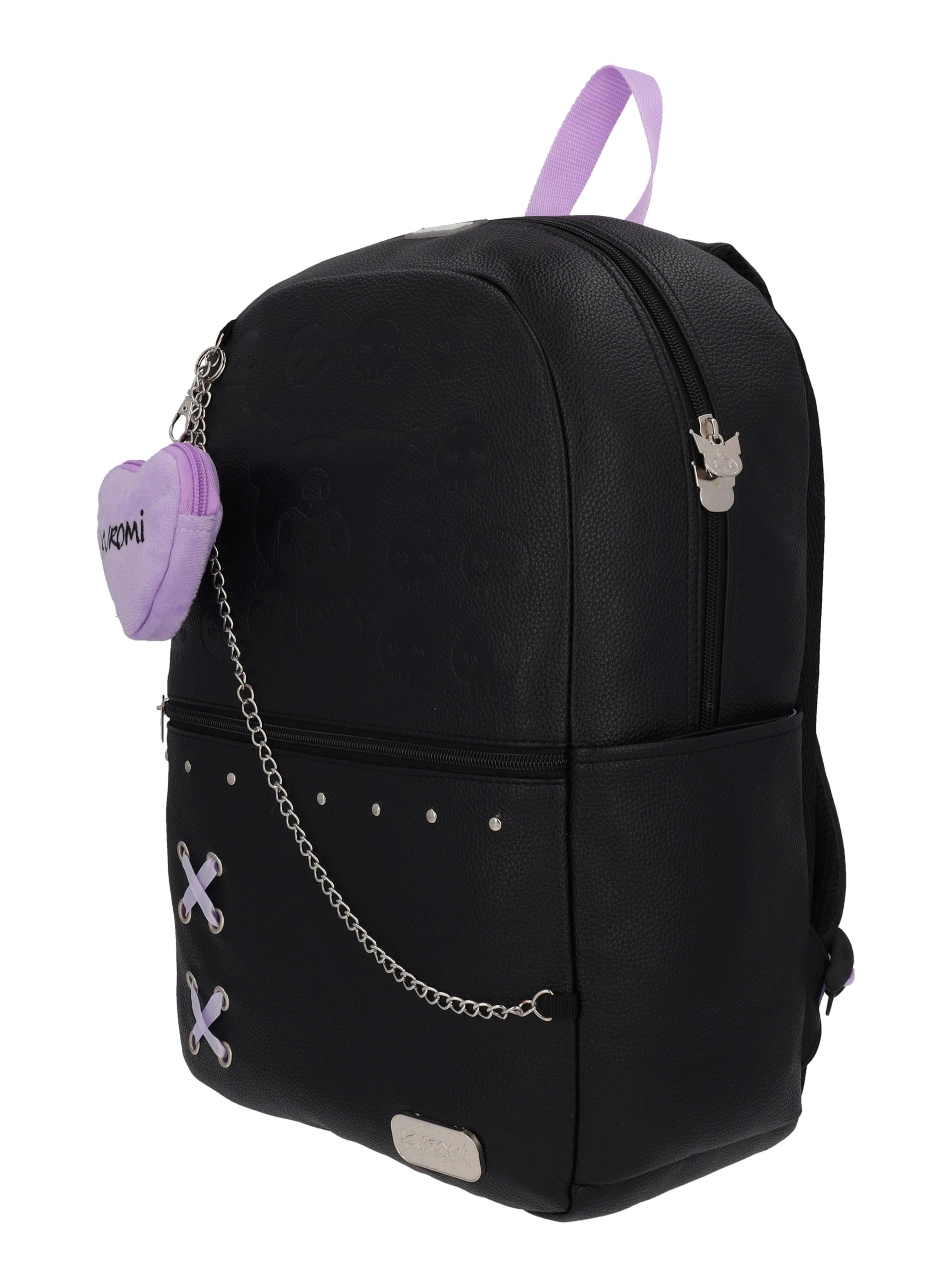 Mochila Juvenil Kuromi Cuero Negro-7